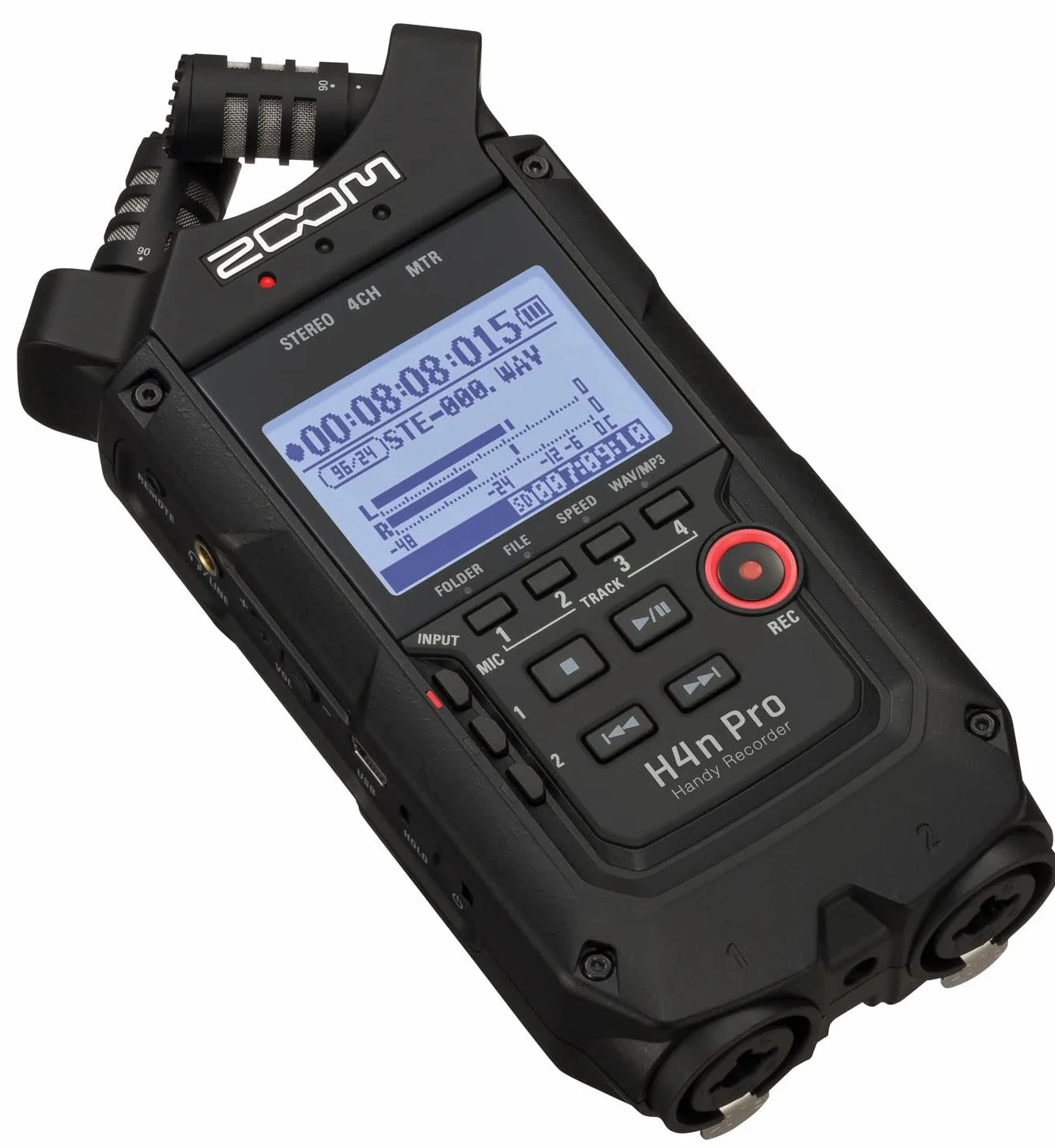 Zoom H4n PRO BK Przenośmy Rejestrator Dźwięku, Czarny, Do 140 db SPL, 1 sztuka