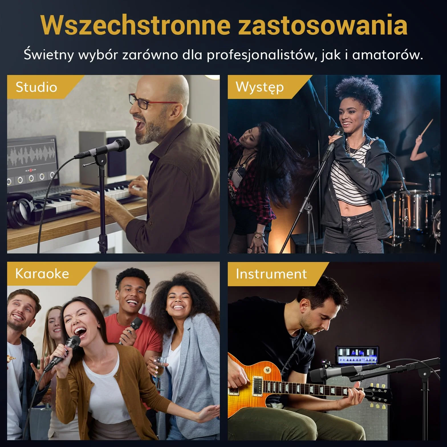 TONOR Dynamiczny Mikrofon Wokalny do Śpiewu, Ręczny Przewodowy Mikrofon do Karaoke, Kardioidalny Mikrofon Studyjny z Kablem XLR o Długości 4.5M, Odpowiedni do Głośników, Mowy i Aktywności
