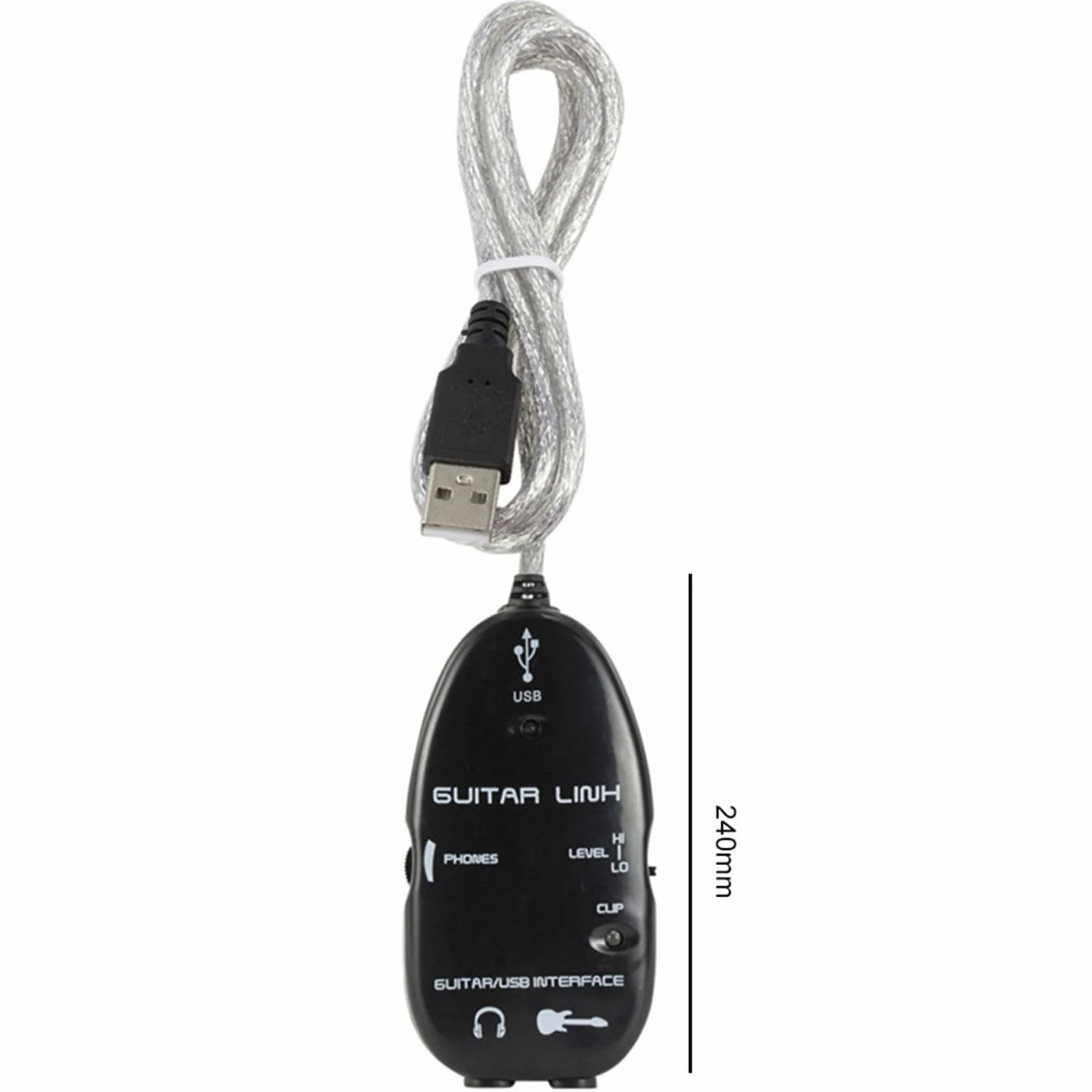 BRRNOO Interfejs audio USB, gitarowy interfejs audio ze złączem USB PC czarny