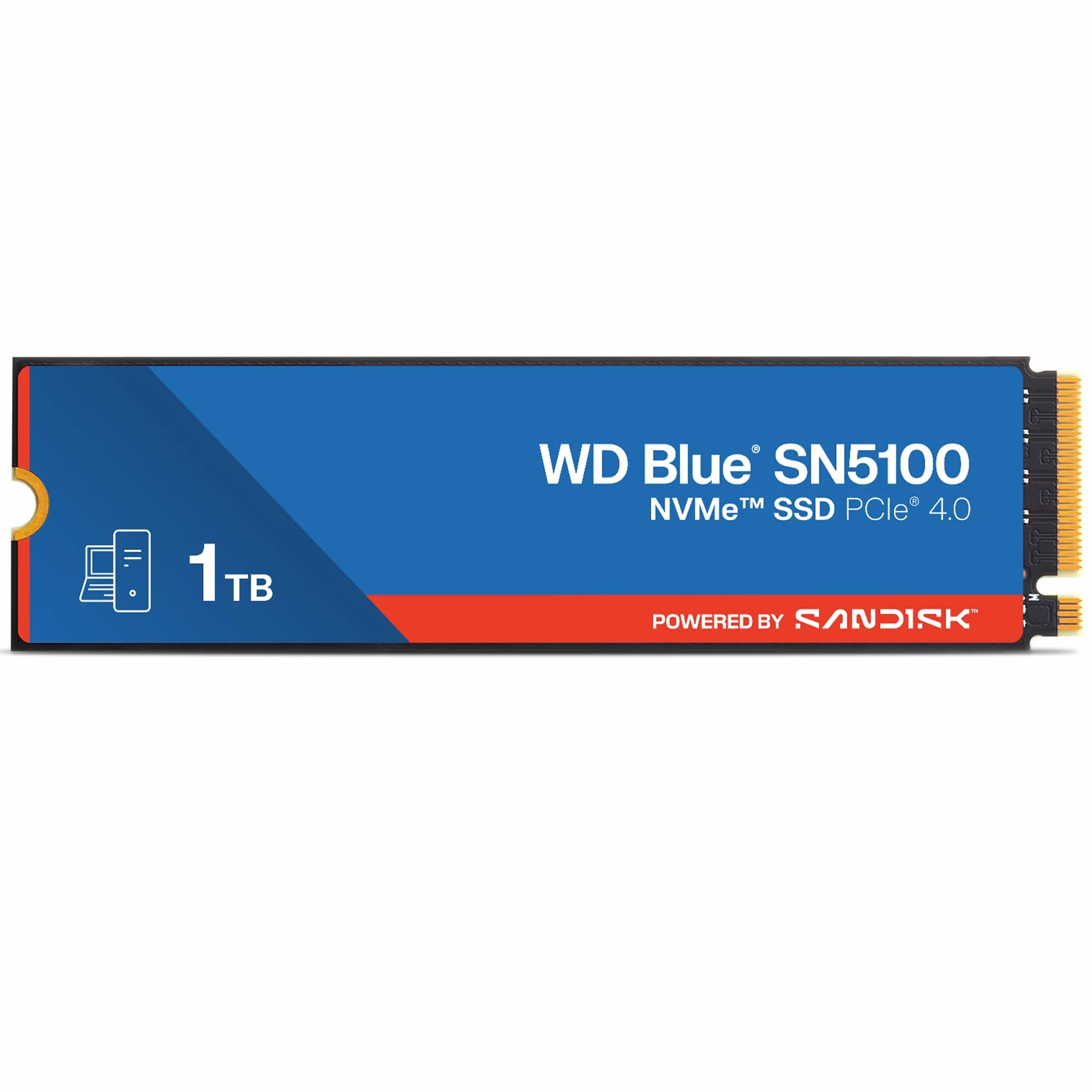 WD Blue SN5100 1 TB NVMe SSD (odczyt do 7 100 MB/s, M.2 2280, PCIe Gen 4.0, nCache 4.0, technologia Sandisk 3D CBA NAND, oprogramowanie do migracji danych Acronis True Image)