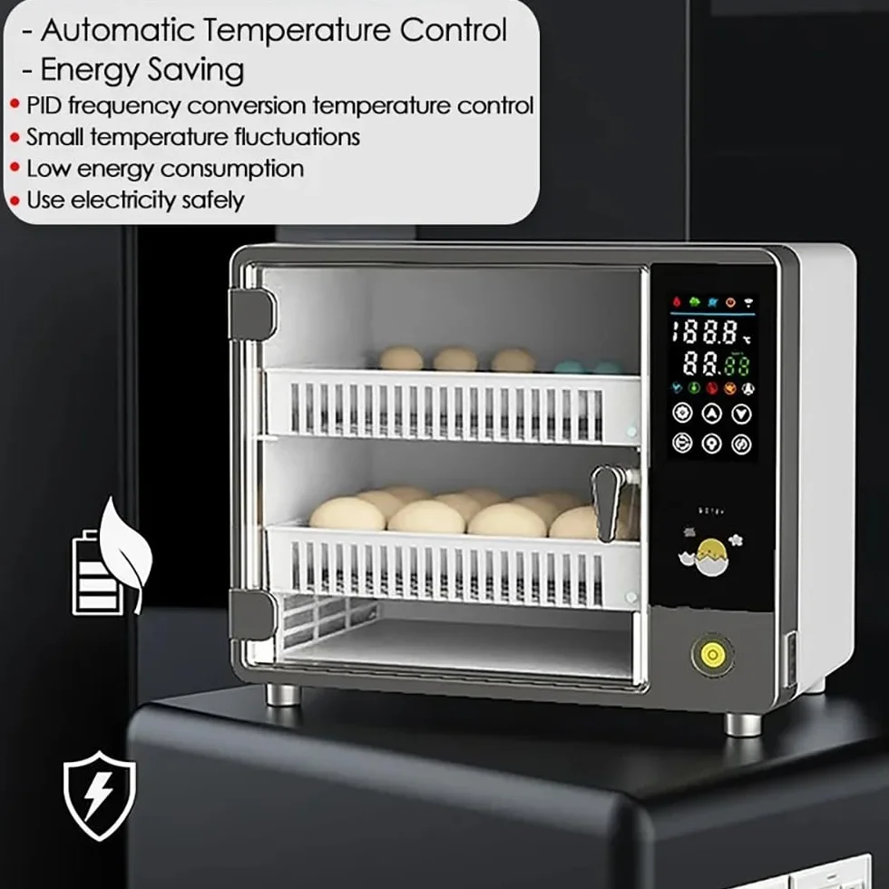 NEWFUN Inkubator w pełni automatyczny, 24 jaja, inteligentna kontrola temperatury, ekran dotykowy, z automatycznym systemem rotacji i kontrolą temperatury dla inkubatora, kury, przepiórki
