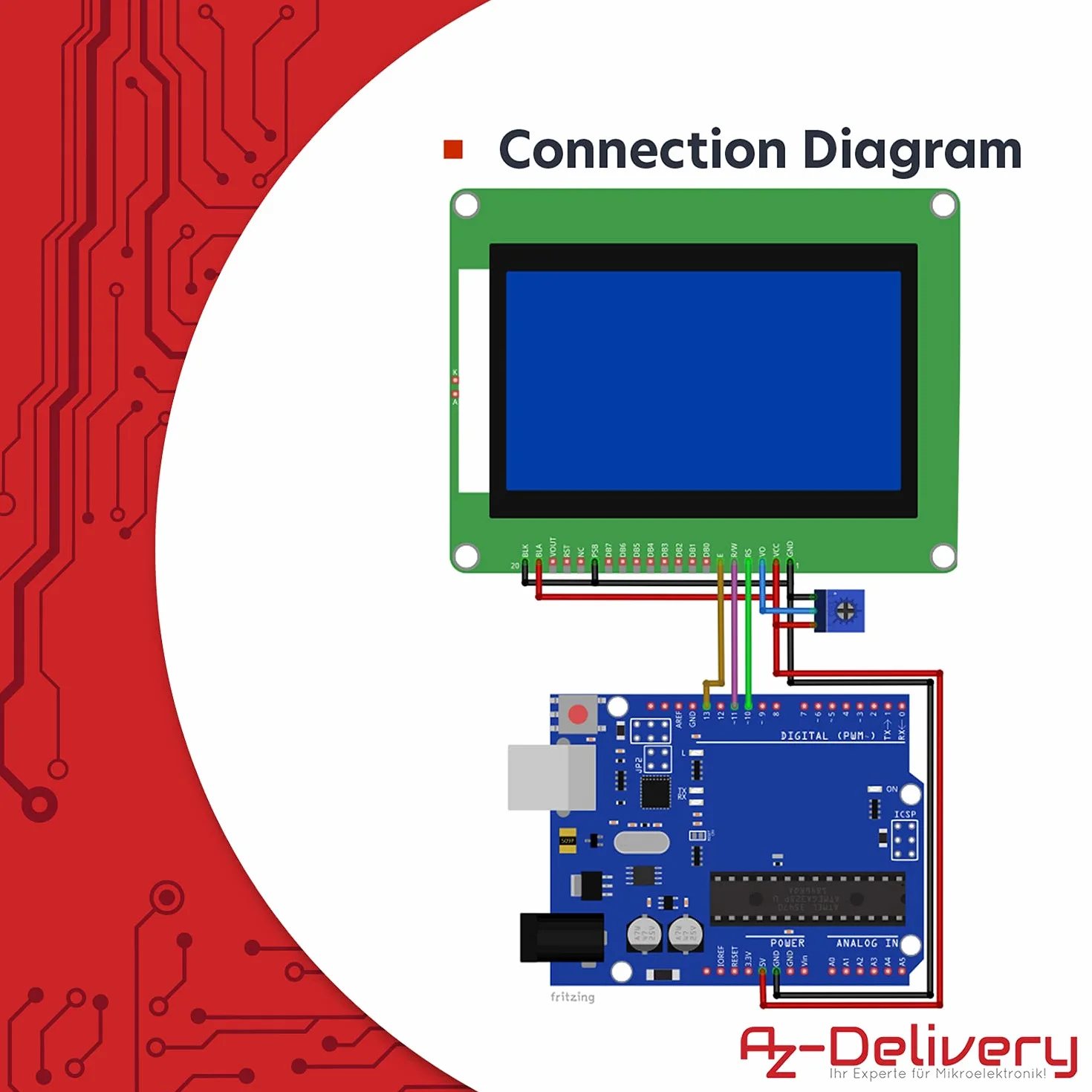 AZDelivery 3 x LCD Display 128 x 64 Pixel 12864 Display KS0108/KS0107 z 4x20 znaków z niebieskim tle i białe znaki kompatybilny z Arduino i Raspberry Pi tym e-Book!