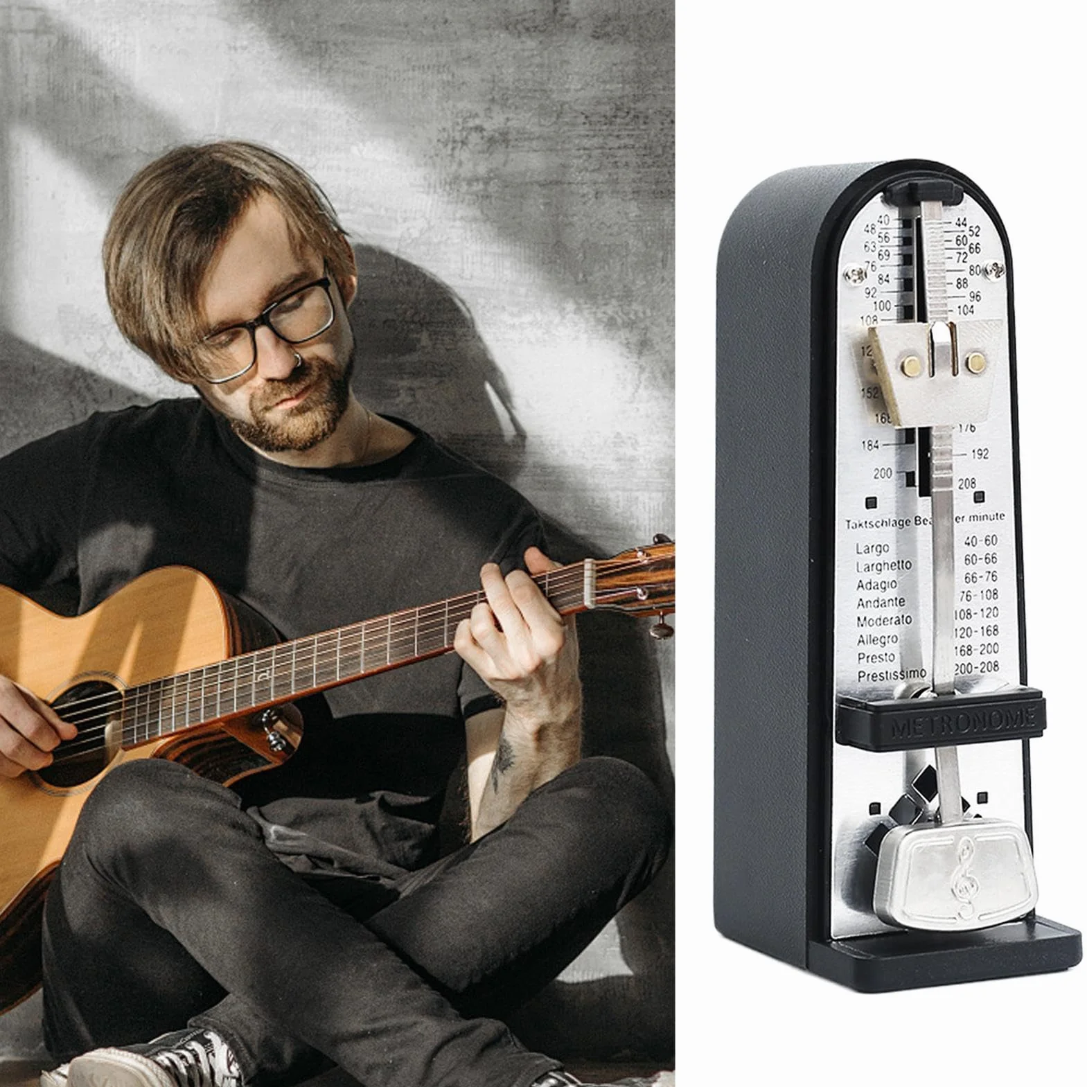 Piano Mechanical Metronome, Loud Tone Metronome, Classic Shape, Musical Instruments, Precision Timing, 2.05x1.38x4.33 Inches, Practicing Performing Musical Instrument for Men Women