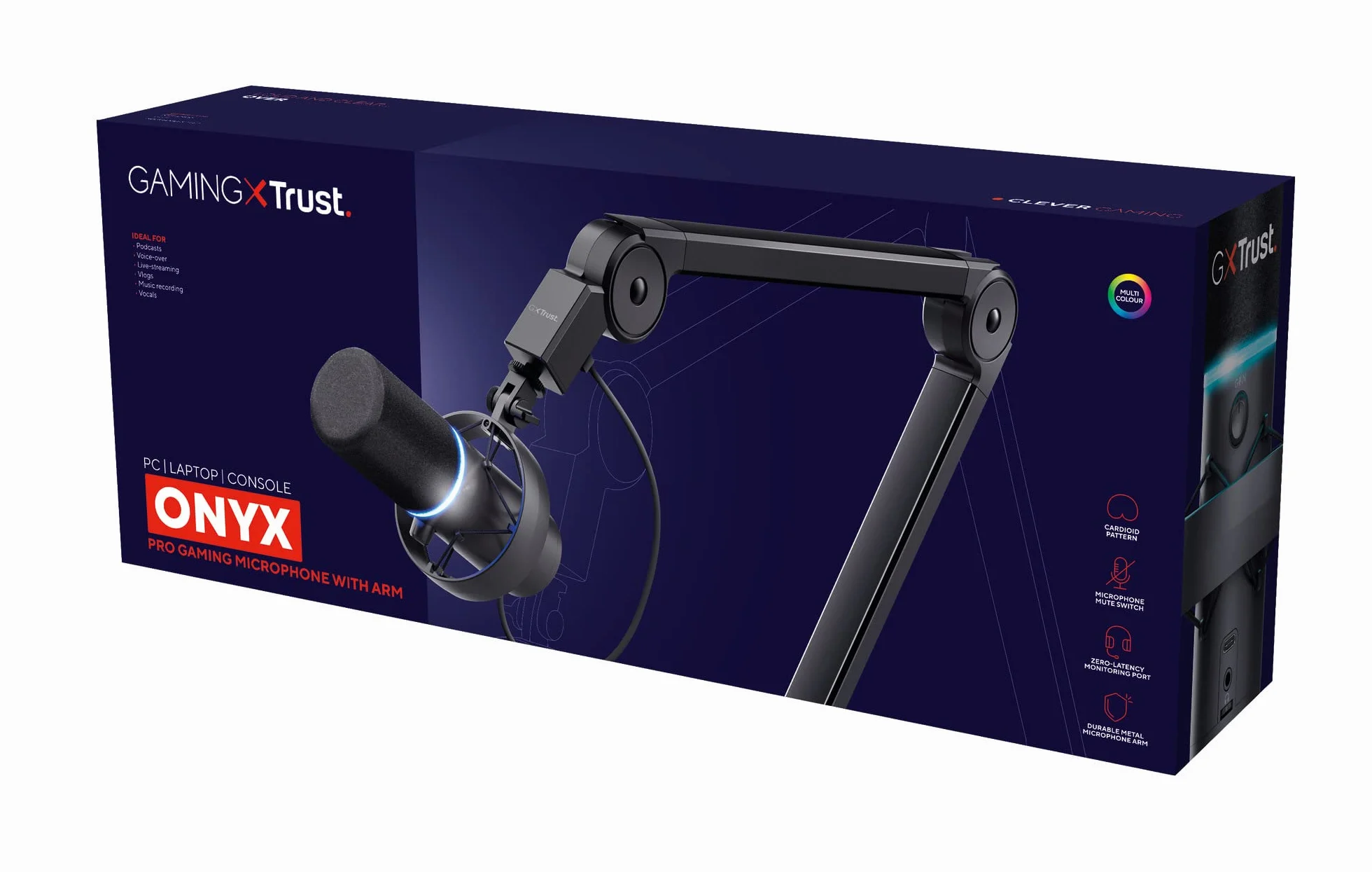 Trust Gaming GXT 255+ Onyx Mikrofon Streamingowy Studyjny z Ramieniem, Pop Filter i Kosz Antywibracyjny, Mikrofon Komputerowy USB z Wysięgnikiem, Podcast, ASMR, Nagrywanie Muzyki, Stream, Gry
