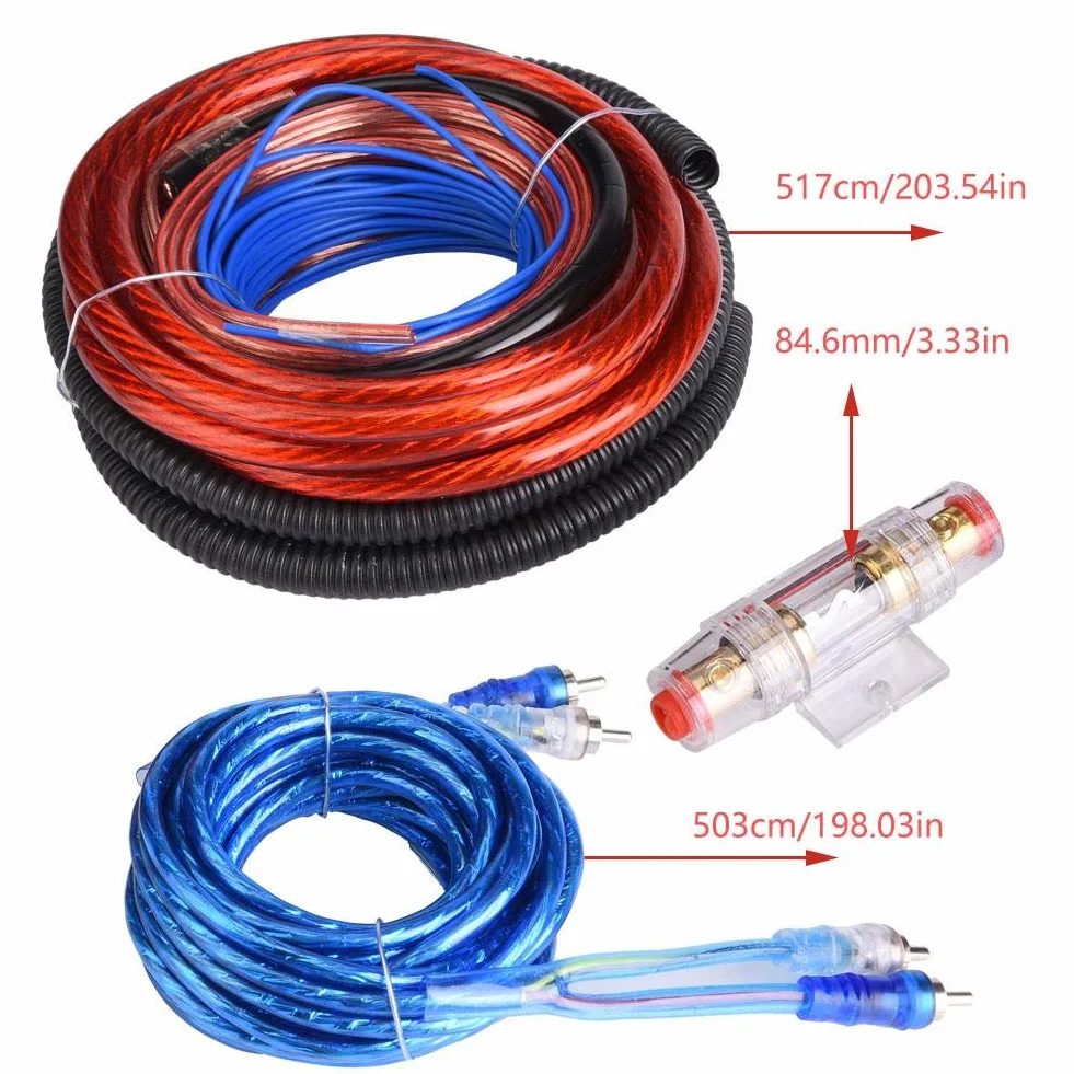 Wzmacniacz, 4 guage 2800 W uniwersalny samochodowy subwoofer audio wzmacniacz zasilania głośnik instalacja kabel kabel zestaw bezpieczników