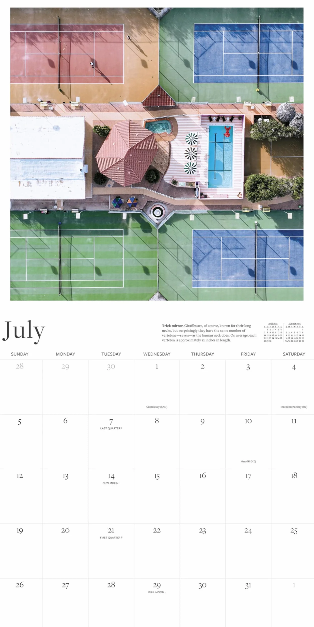 The Tennis Court Wall Calendar 2026: A Year of the World's Greatest Tennis Courts