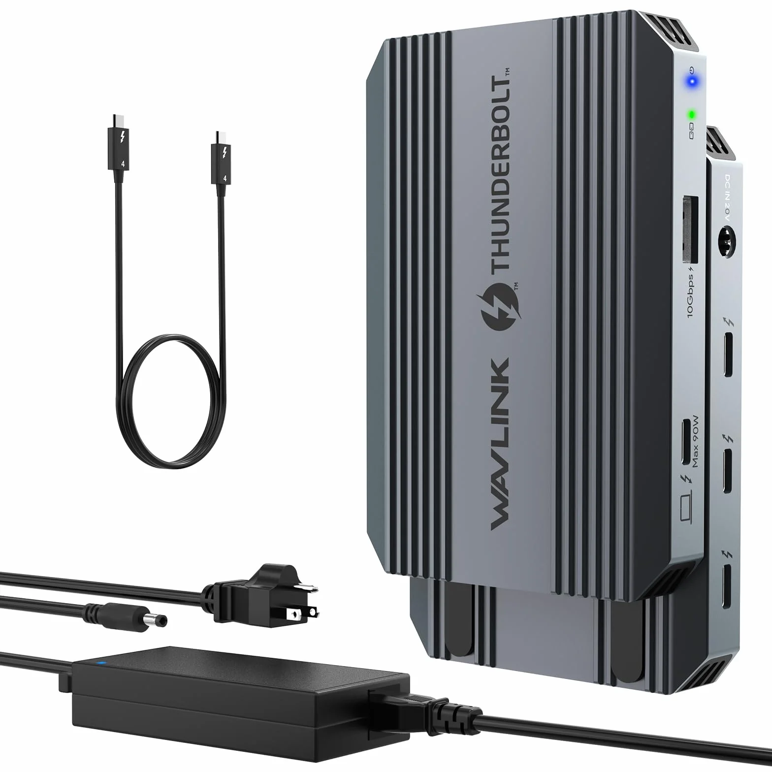 Stacja dokująca Thunderbolt 4, WAVLINK Hub USB C z podwójnym wyświetlaczem 4K@60Hz, dostarczanie mocy 100W, USB-A 3.2 Gen 2, do MacBook Pro/Air M1 M2 M3, laptop Thunderbolt 4/3