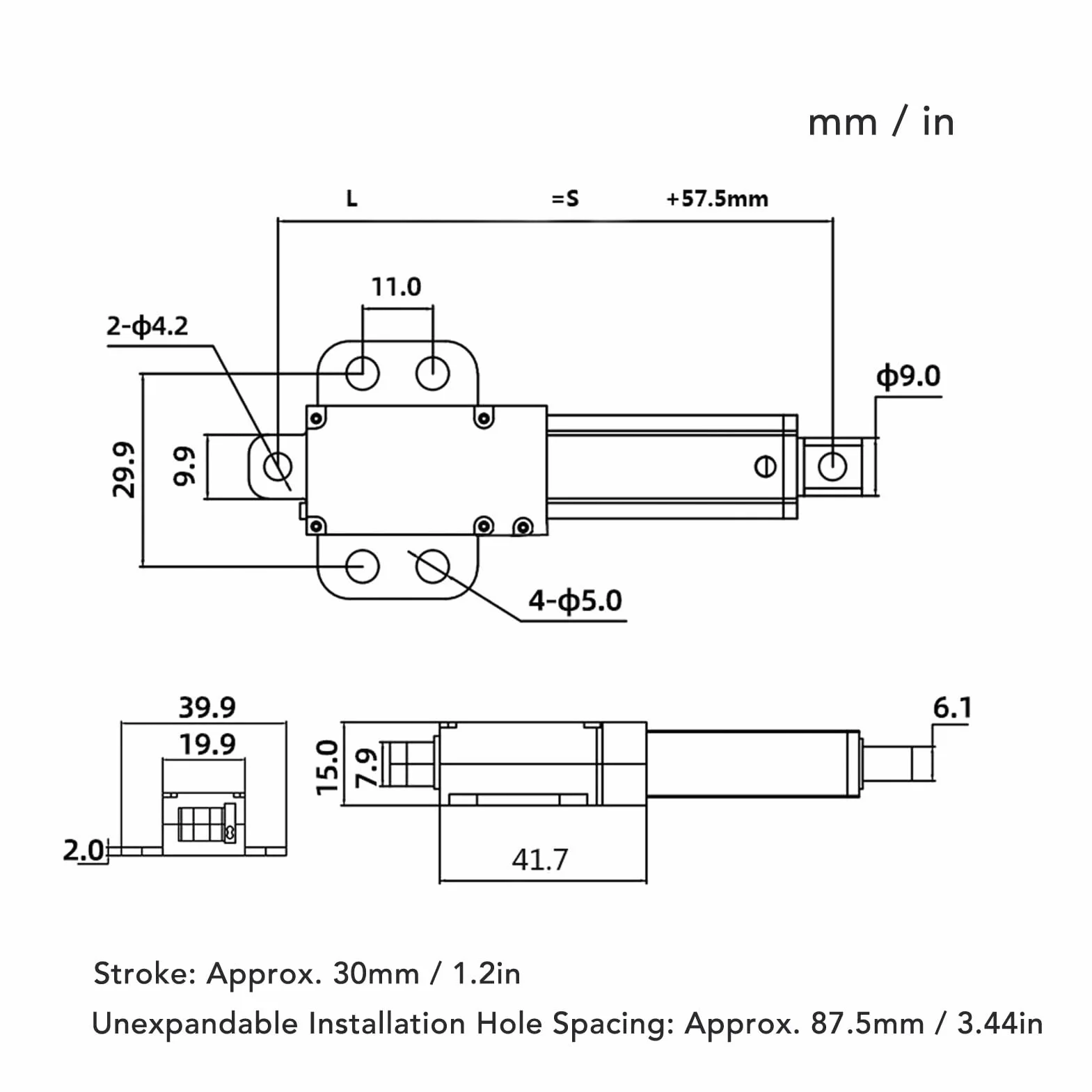 Mini Elektryczny Siłownik Liniowy o Skoku 30 Mm 24 V Wodoodporny Siłownik Liniowy