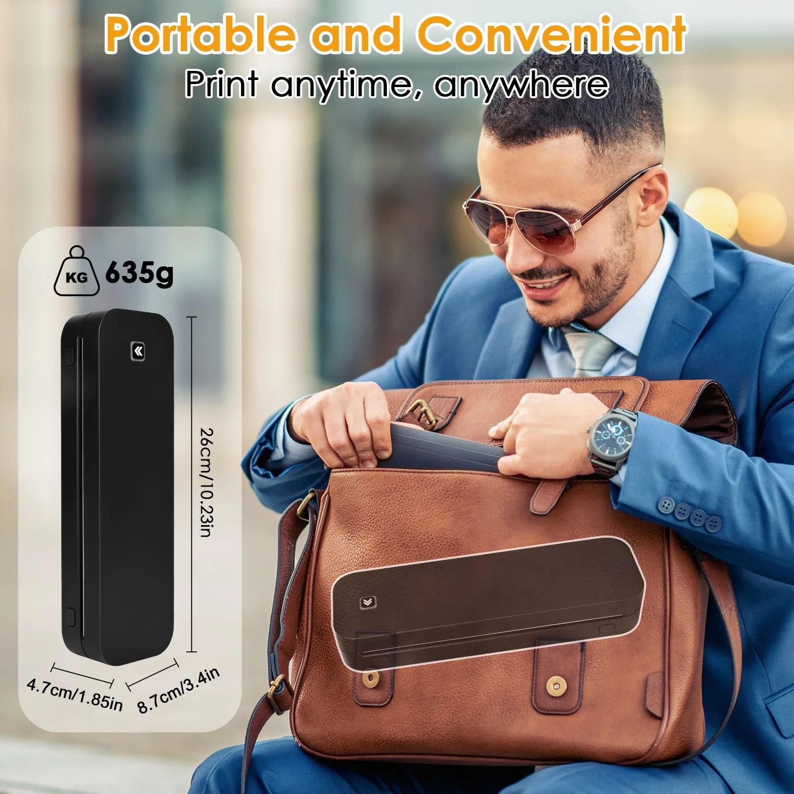 GuKKK Mobilna drukarka A4 w podróży – bezprzewodowa drukarka termiczna Bluetooth do telefonów komórkowych – obsługuje papier termiczny w formacie 210 x 297 mm – kompatybilna z iOS i Android