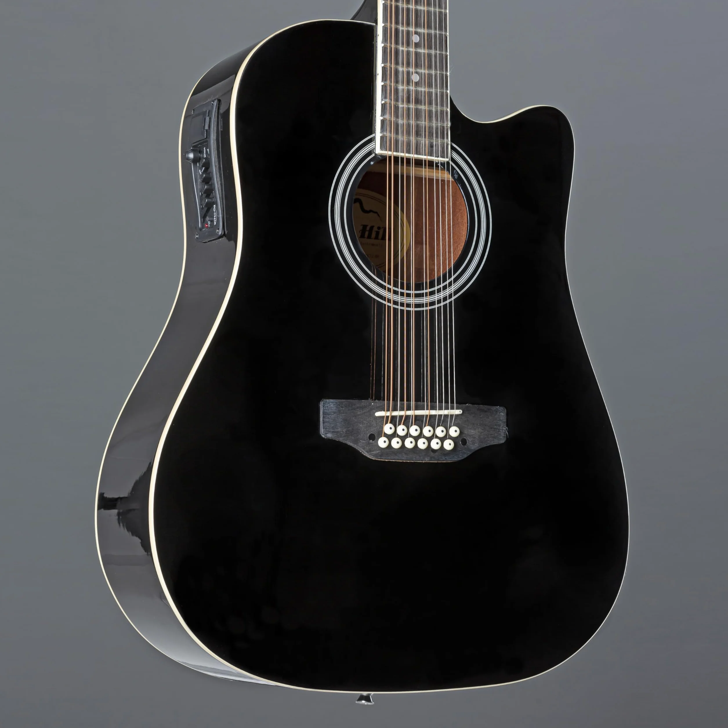 Red Hill AF-8A8C12-BK 12-String Electro-Acoustic Guitar (Black) - Gitara akustyczna 12 strunowa