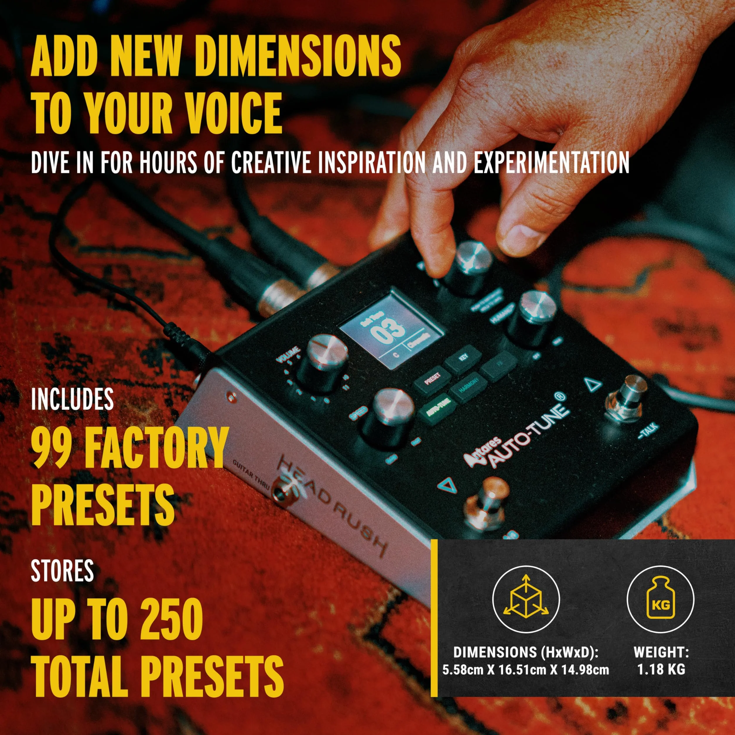 HeadRush VX5 Procesor wokalny z Antares AutoTune z korekcjąwysokości, Harmonizacja głosu, wej gitarowym i mikrofonowym oraz interfejsem audio