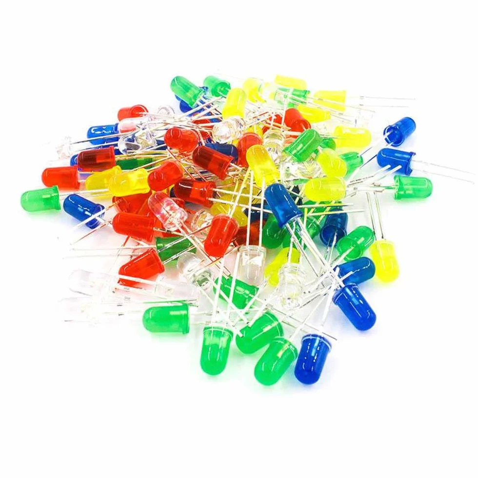 OcioDual Zestaw 50 diod LED 5 mm kolory czerwony, niebieski, żółty, zielony, biały, do urządzeń elektronicznych Raspberry