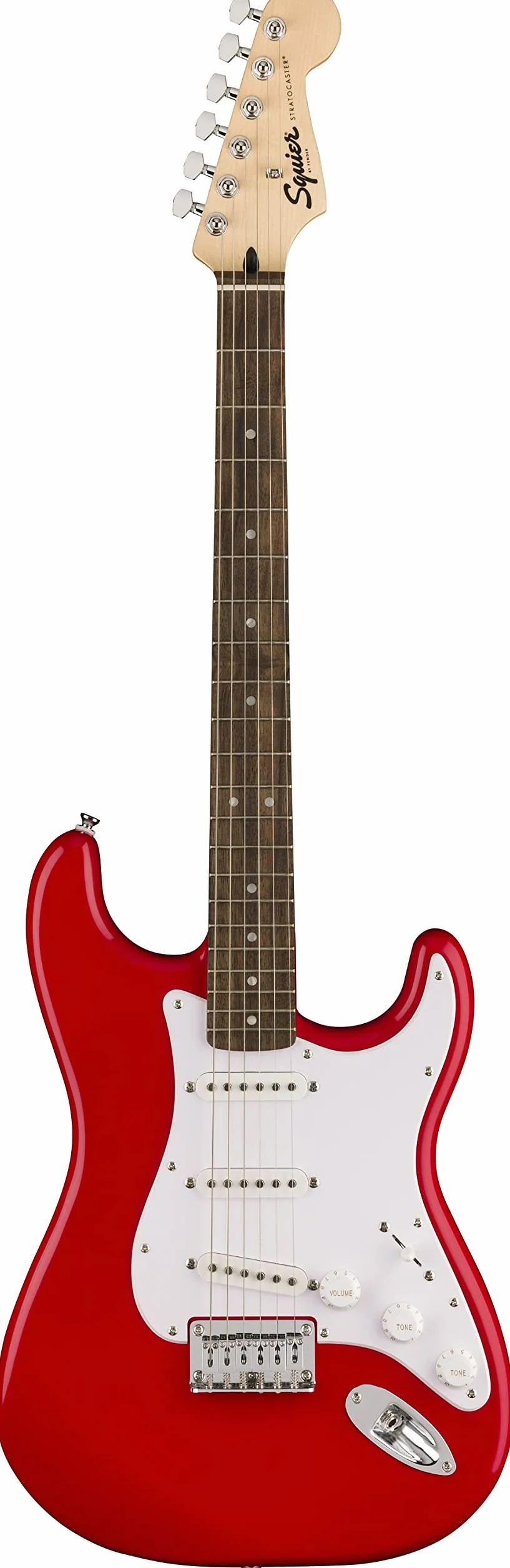 Squier by Fender Sonic Stratocaster HT, gitara elektryczna, podstrunnica laurowa, biała płyta ochronna, czerwona torino