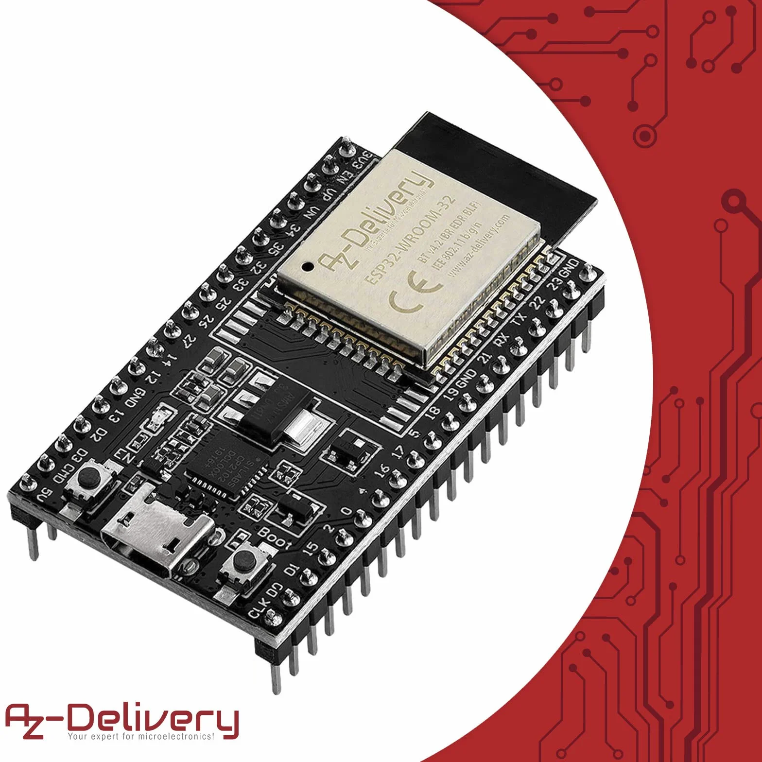 AZDelivery 3 x ESP32 Dev Kit C V4 NodeMCU WLAN WiFi Development Board kompatybilny z Arduino w tym e-Book! (Następca modułu ESP32 Dev Kit C)
