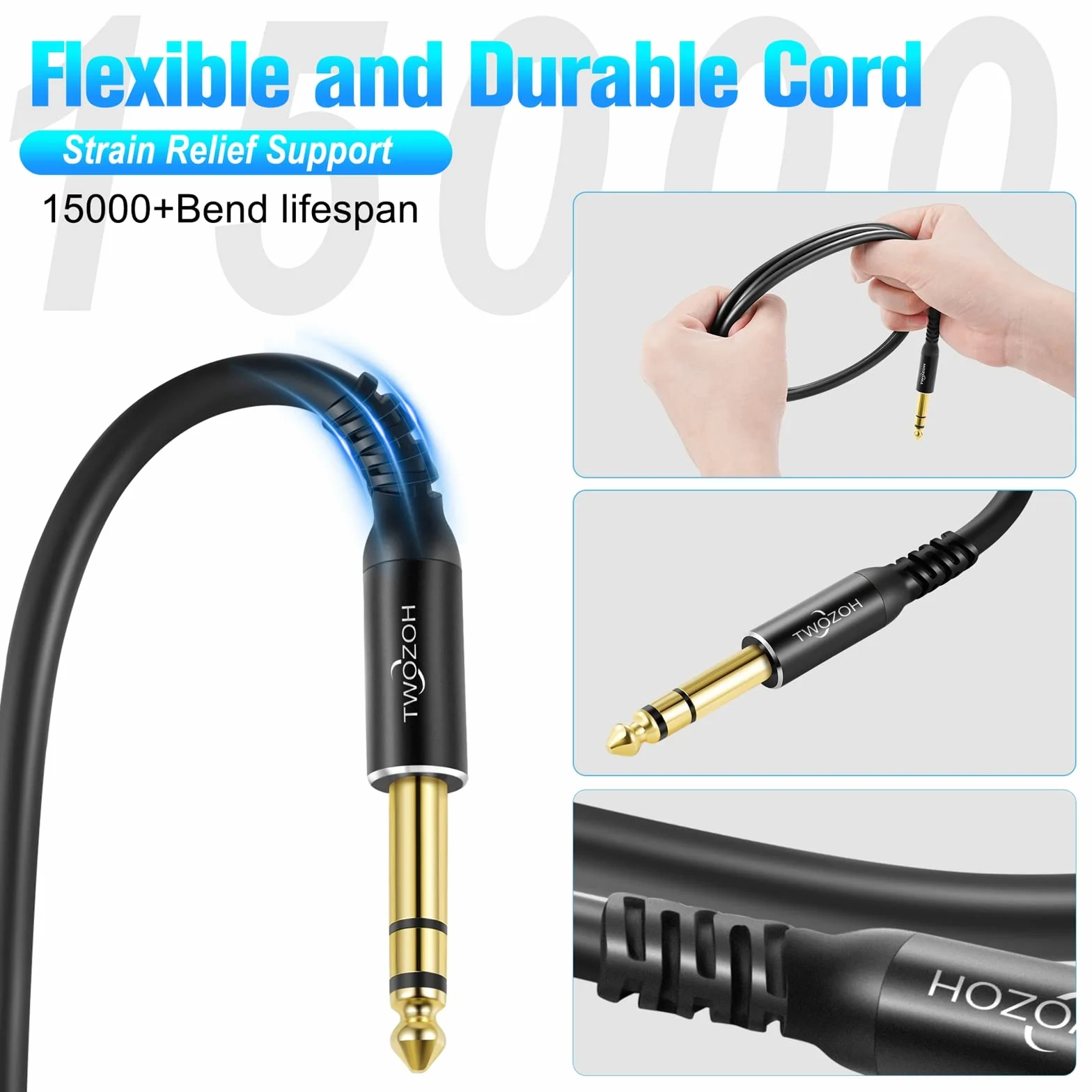 Twozoh XLR męski na 1/4 cala kabel TRS 2 Sztuki, zrównoważona wtyczka 6,35 mm do 3 pinowego XLR męskiego, 1/4 cala do XLR stereo męski na męski kabel gitarowy 3M (Profesional/Hifi)