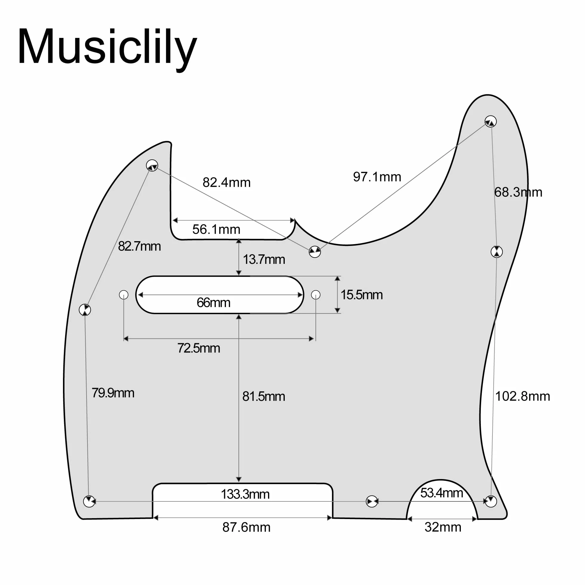 Musiclily 8 Otworów Pickguard Tele Płyta Maskownica do Gitary Fender USA/Mexican Standard Telecaster typ Nowoczesnym, 4-warstwowy Parchment Pearl