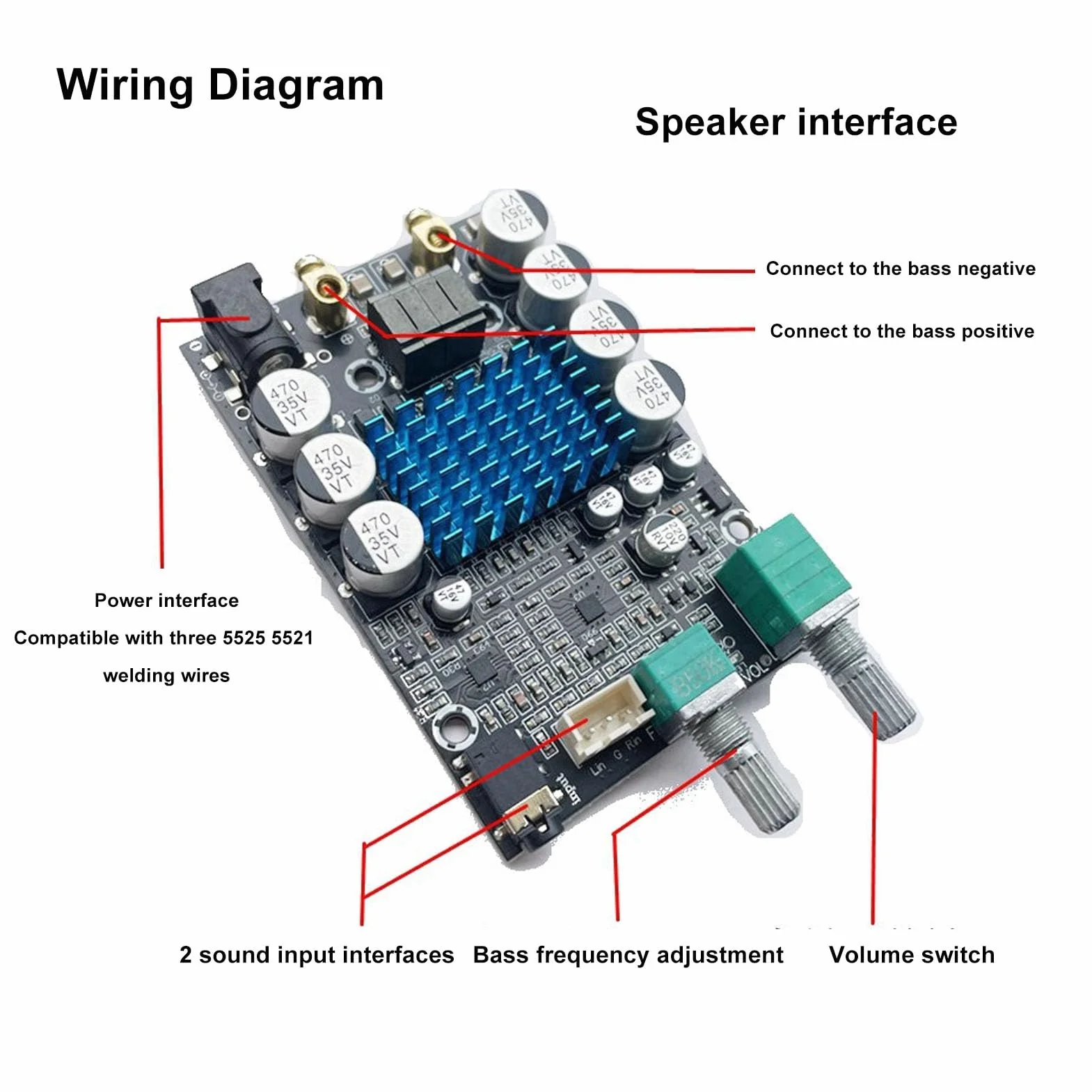 Moduł Wzmacniacza Cyfrowego, Płytka Wzmacniacza Subwoofera 12-24 V, Duża Moc 100 W, do Głośnika DIY