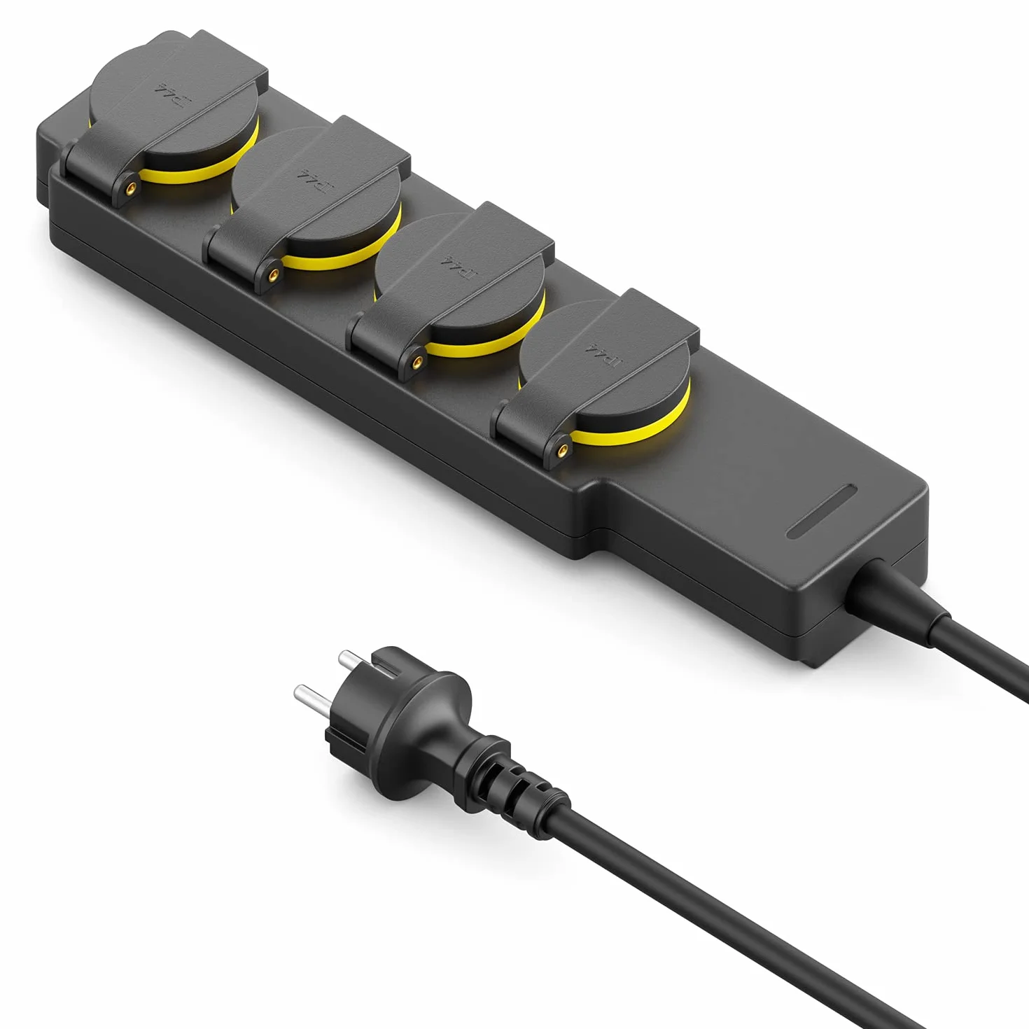 deleyCON Listwa Zasilająca Outdoor 4-Gniazda, Kabel 3,0m, IP44 Odporna na Zachlapania, Ogród Taras Balkon Piwnica Garaż