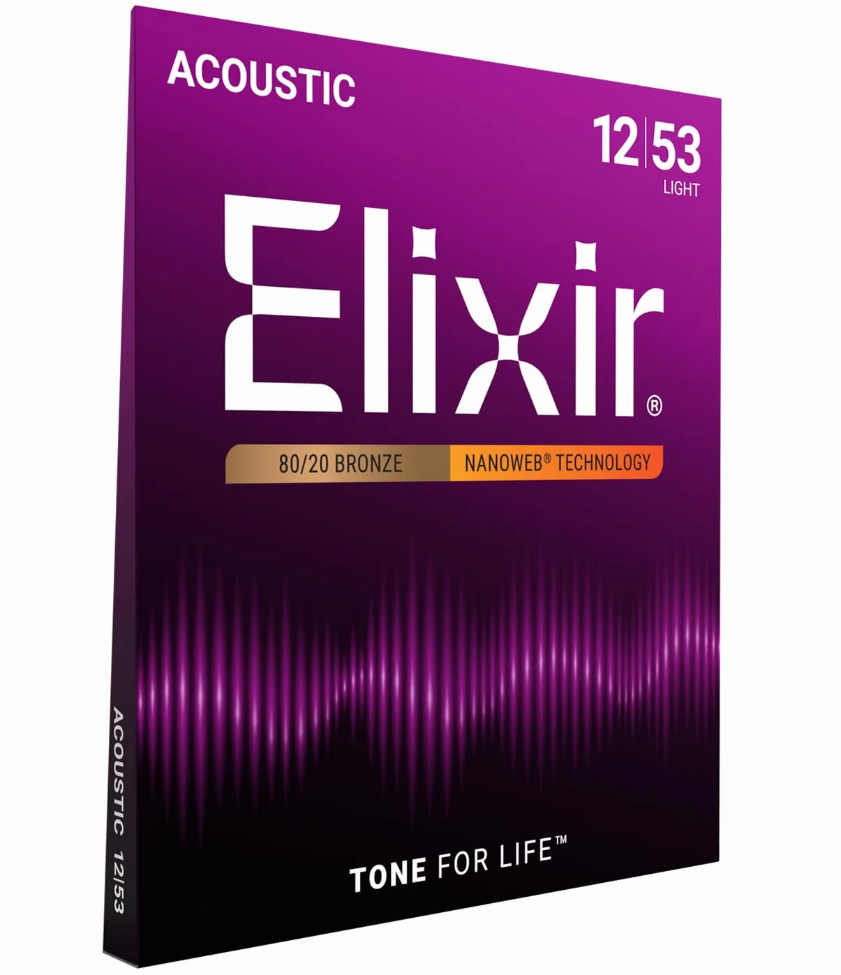 Elixir® Struny 80/20 brązowe struny do gitary akustycznej z powłoką NANOWEB®, Light (.012-.053)