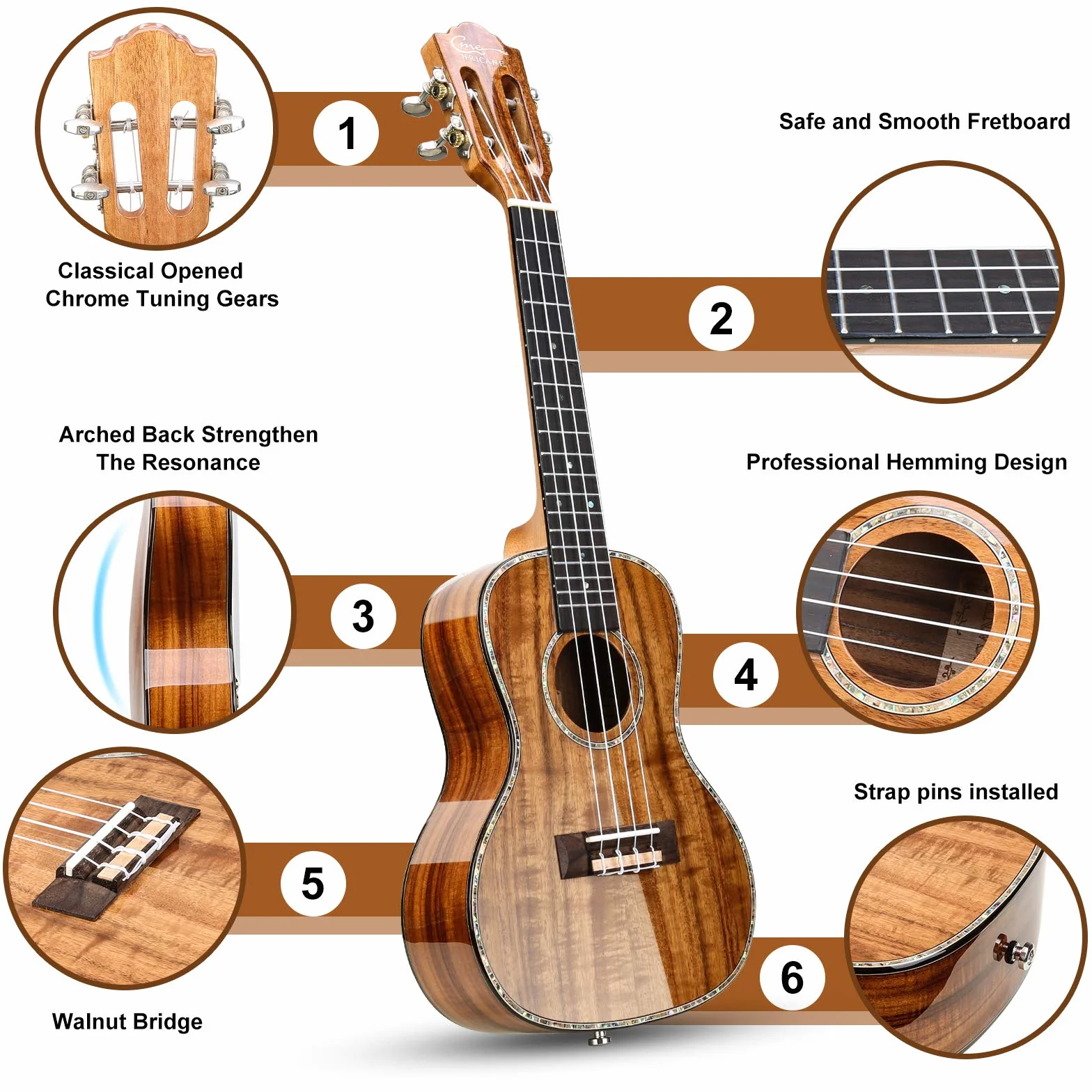 Ukulele koncertowe 23-calowe Koa Wood