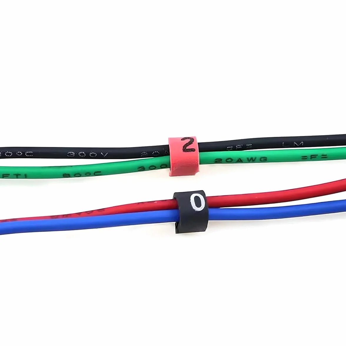 Namvo 500 szt. EC-0 Znacznik kabli 0 do 9 Cyfrowe narzędzie do kolorowego znakowania do identyfikacji przewodów liczbowych 1,5mm2 Rura z oznaczeniem numeru przewodu Izolacja przewodu PCW Ognioodporna