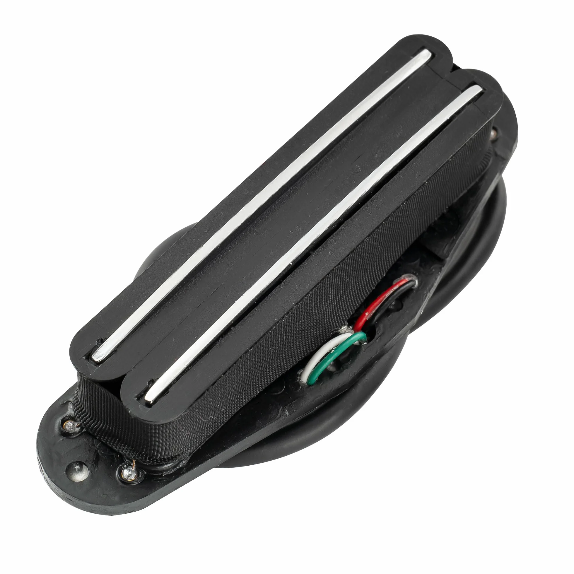Musiclily Hot Rails Ceramiczna Humbucker Pickup Przetwornik Obudowie Single Coil do Gitary Elektrycznej Strat Squier, Czarny Korpus Chrom Rails