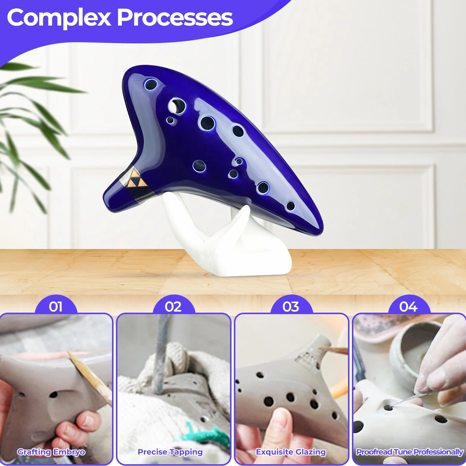 Ohuhu Ocarina 12 Ceramiczny otwór okaryna, Legenda o Zelda Alto C Zelda Ocarinas Instrument z Białym Uchwytem, Lina, Torba & Instrukcja Niebieski