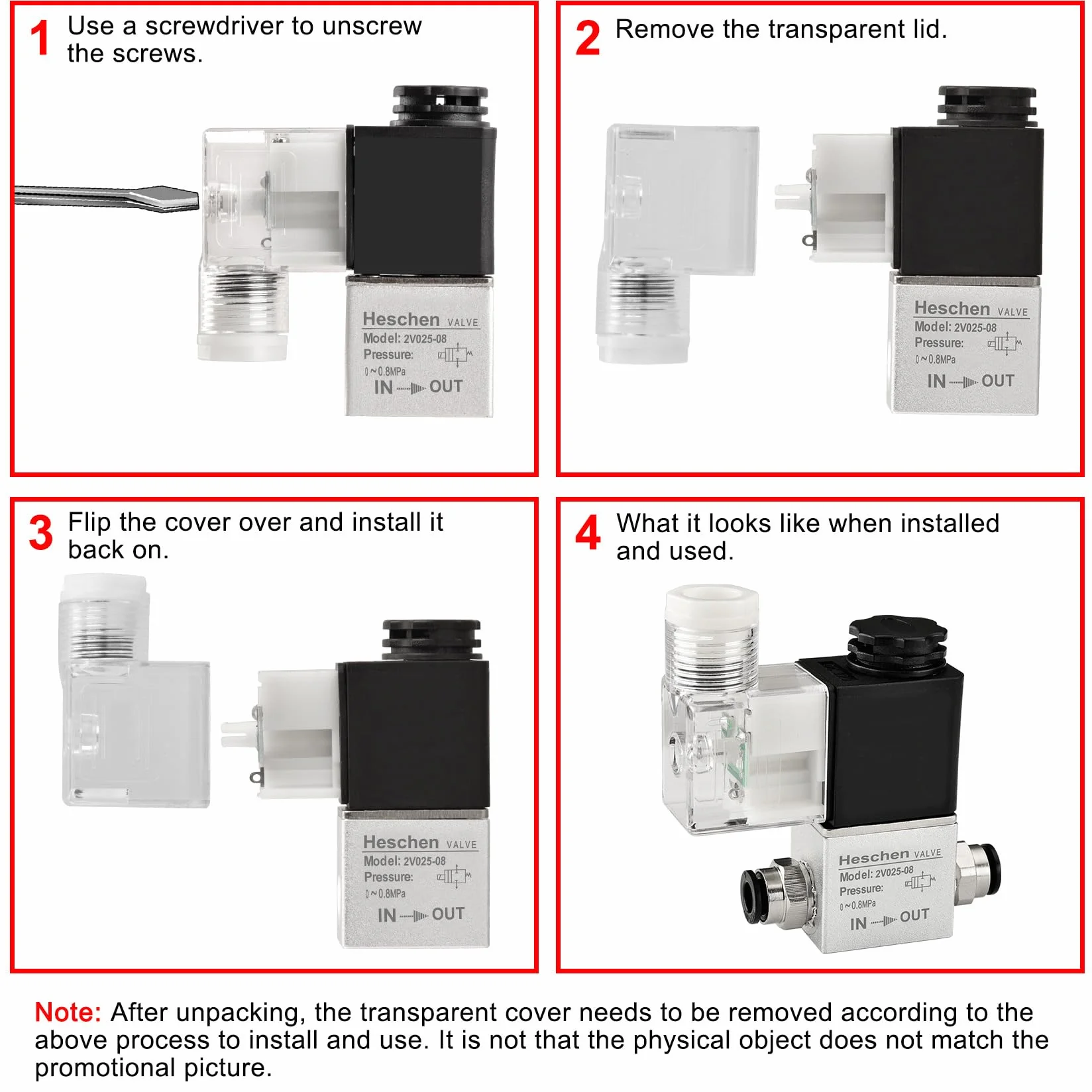 Heschen Elektryczny zawór elektromagnetyczny 2V025-08 24VDC PT1/4 2/2 way Normally Closed CE IP65