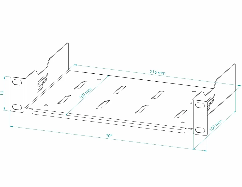 Półka Rack 10 cali 1U 150mm Metal Czarny Perforowana do Szaf Serwerowych i Sieciowych