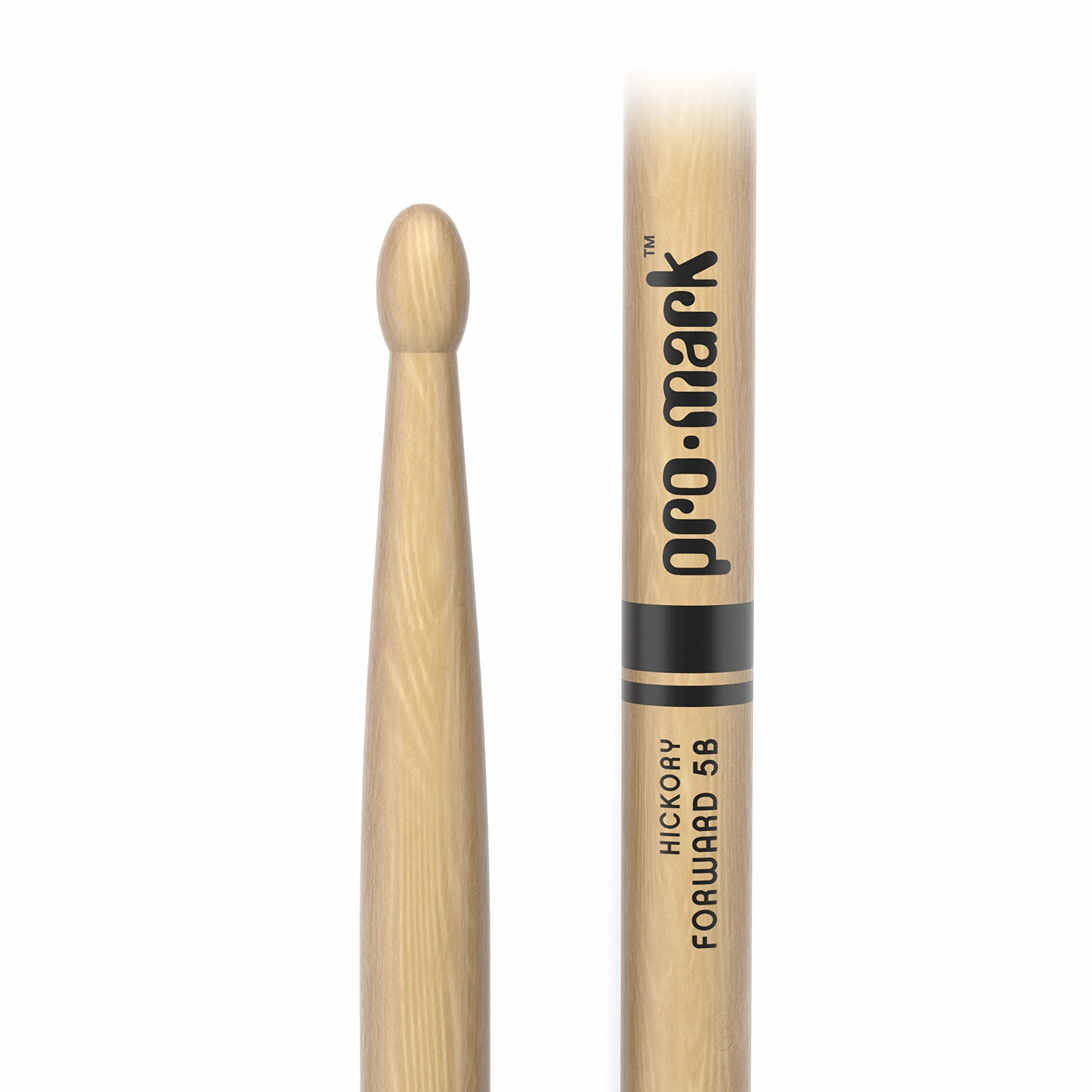 ProMark Pałki perkusyjne, Classic Forward, 5B, zestaw pałek perkusyjnych z drewnianą owalną końcówką dla ciemnego, ciepłego tonu, hikora, spójna waga i ton, 1 para