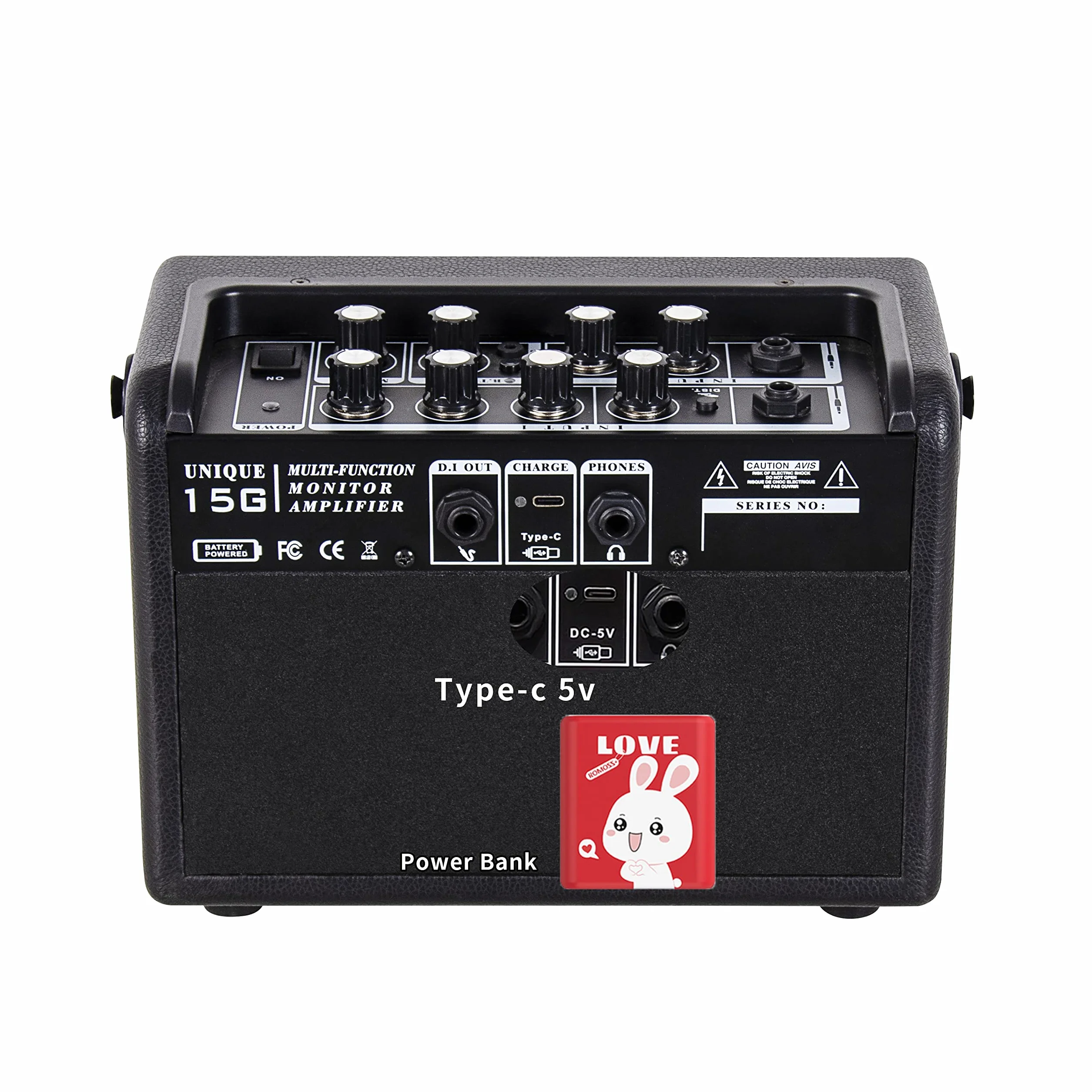 Coolmusic 15G wzmacniacz gitarowy, przenośny wzmacniacz gitarowy Bluetooth, 2-funkcyjny wzmacniacz gitarowy, odpowiedni do gitary elektrycznej i akustycznej, zawiera przyciski