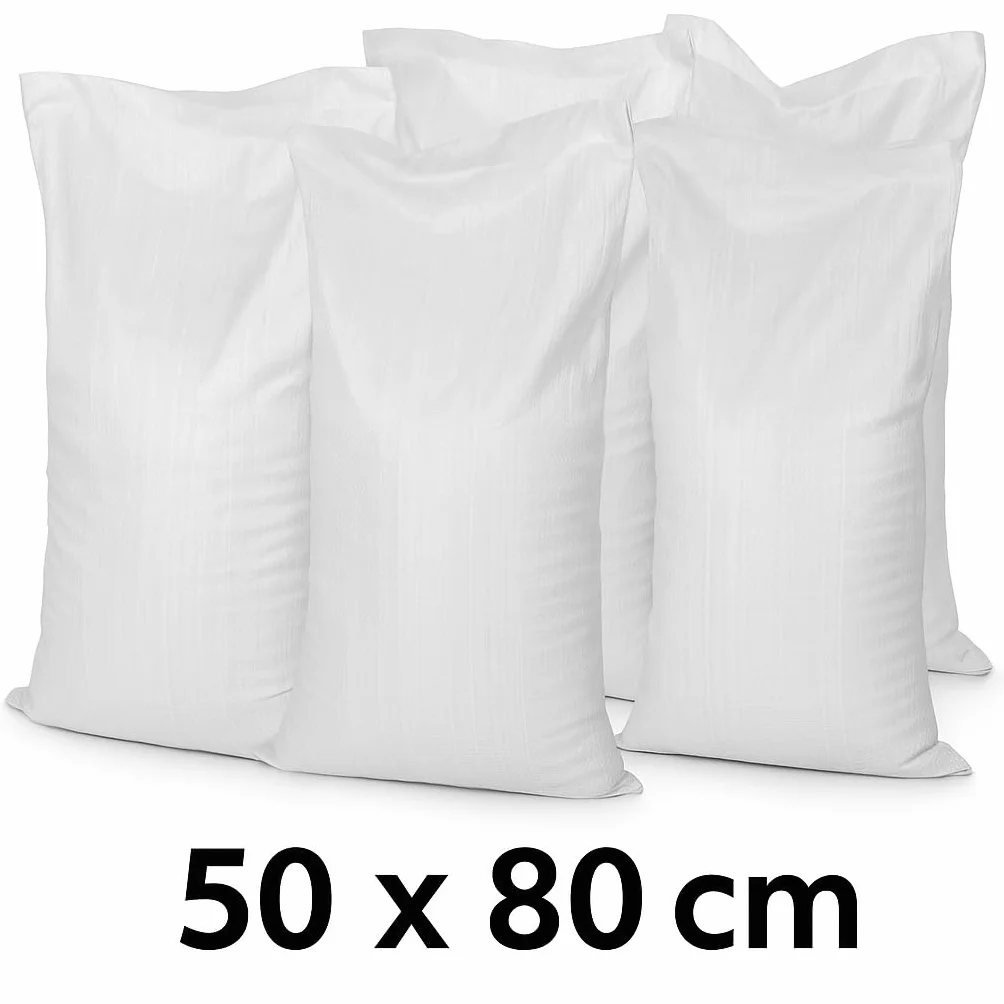 (Opakowanie 30) 50 x 80 cm, PP worki tkane białe torby polipropylenowe 46 g opakowanie z tworzywa sztucznego usuwanie odpadów (30)