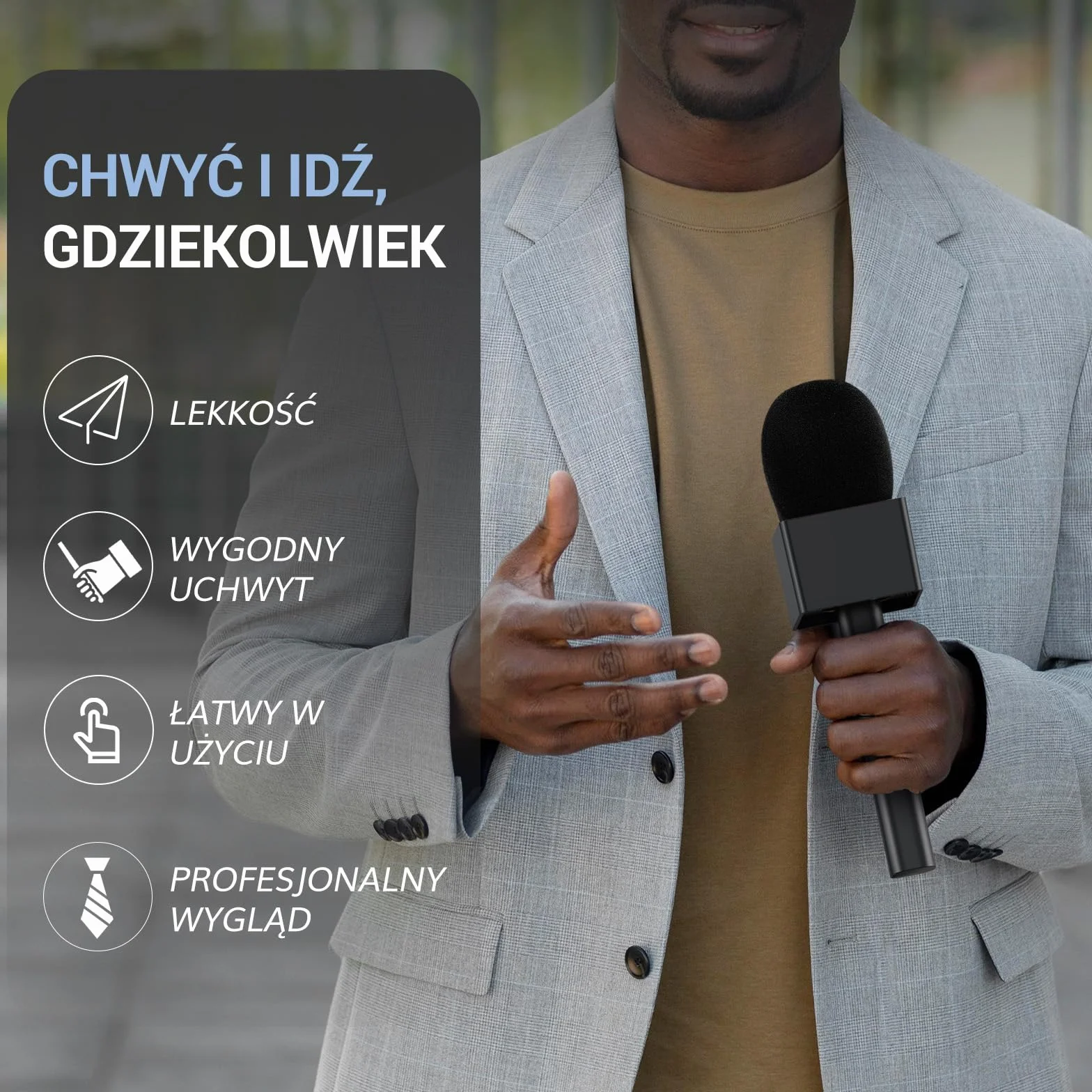 TONOR 2-Opakowanie Uchwyt Mikrofonu DJI RODE, Ręczny Statyw Mikrofonowy GO, Statyw Mikrofonowy do Wywiadów do Wszystkich Mikrofonów Lavalier, Bezprzewodowy Adapter do Vlogów/Wywiadów/Podcastów, TP20