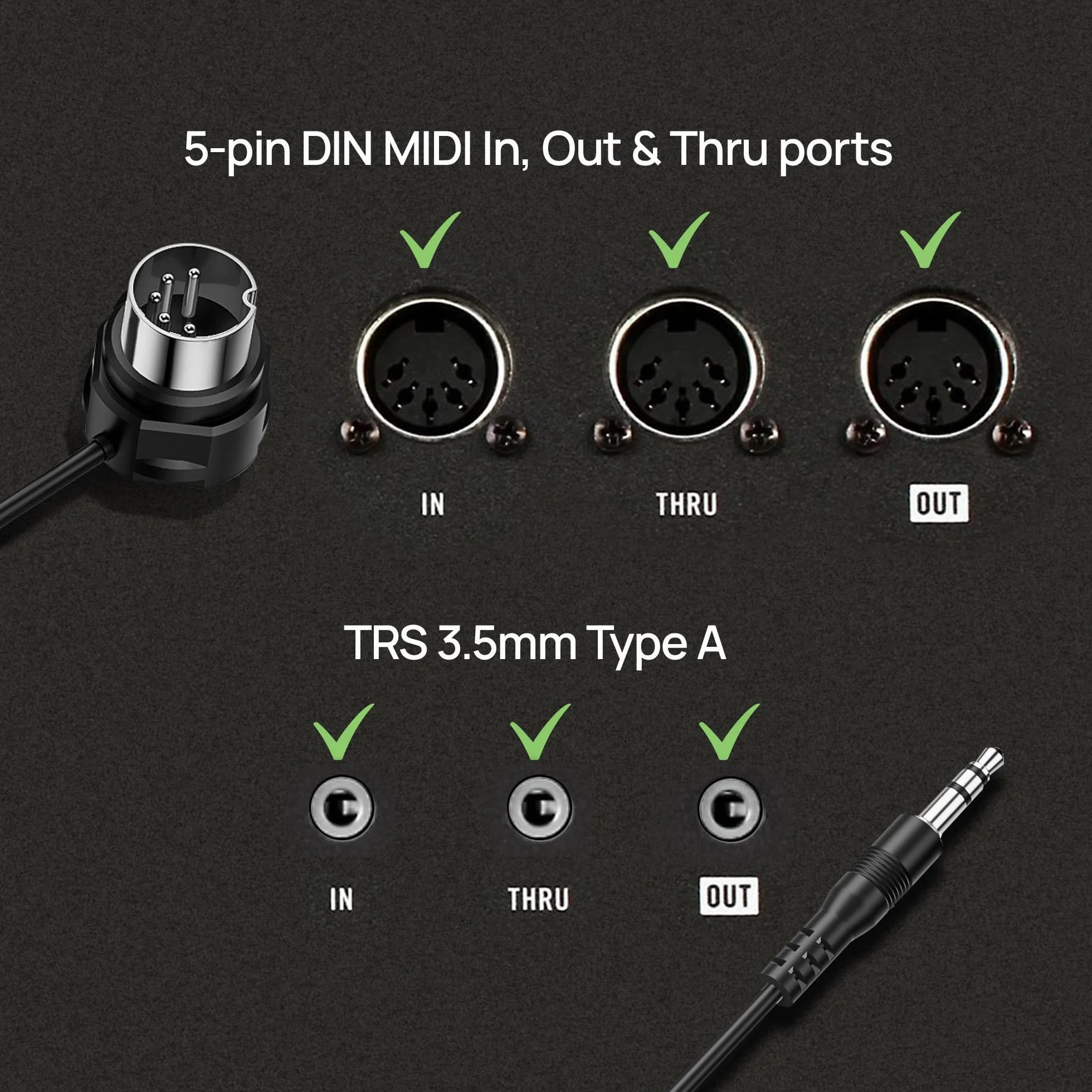 CME TRS MIDI Cable 2-Pack – TRS Type A 3,5 mm do Kątowego 5-Pin DIN, 150 cm – Idealny do Kompaktowych Instalacji i Połączeń Patch