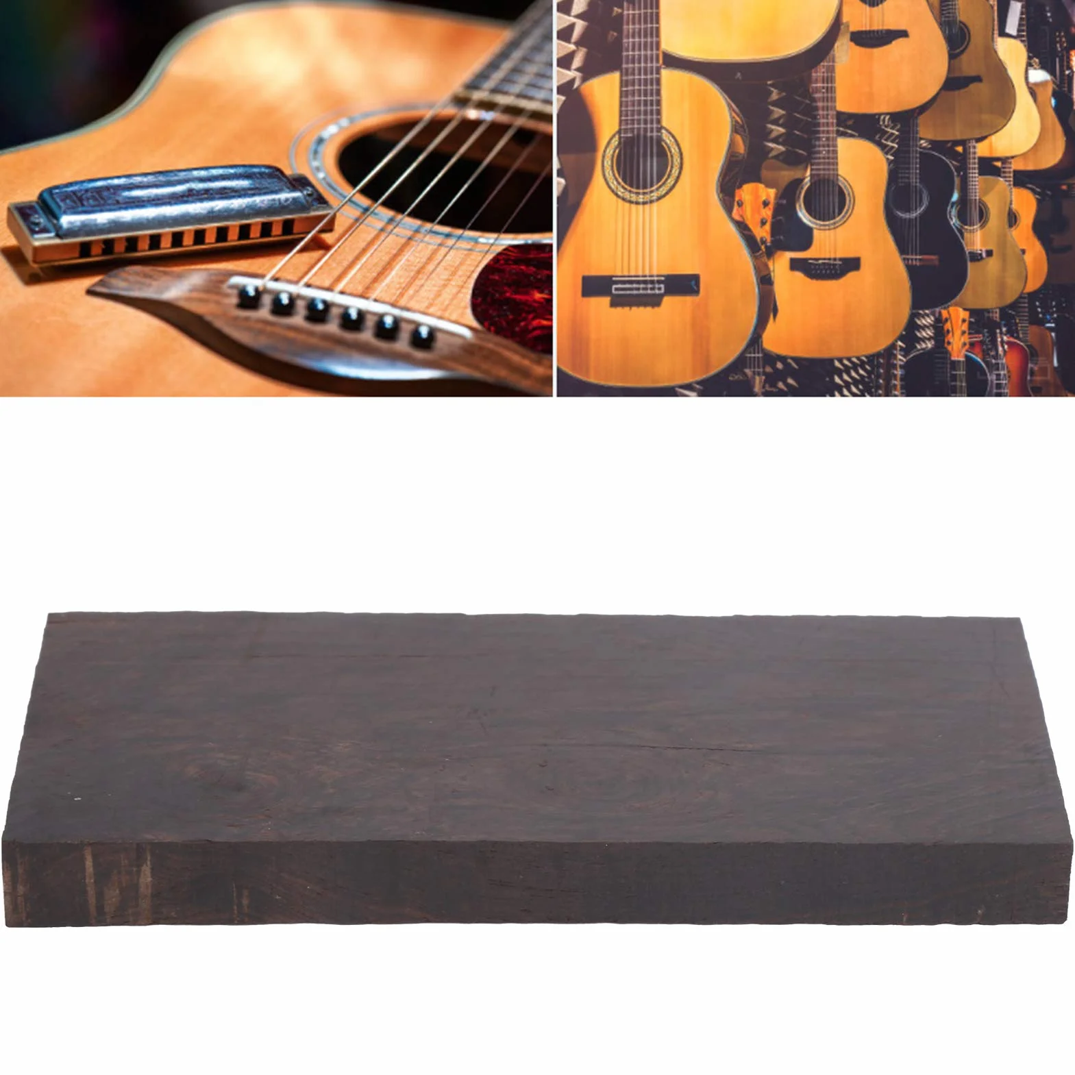Eujgoov czarny heban drewno puste DIY Craft drewniany uchwyt akcesoria do instrumentów muzycznych (120 * 60 * 10mm)
