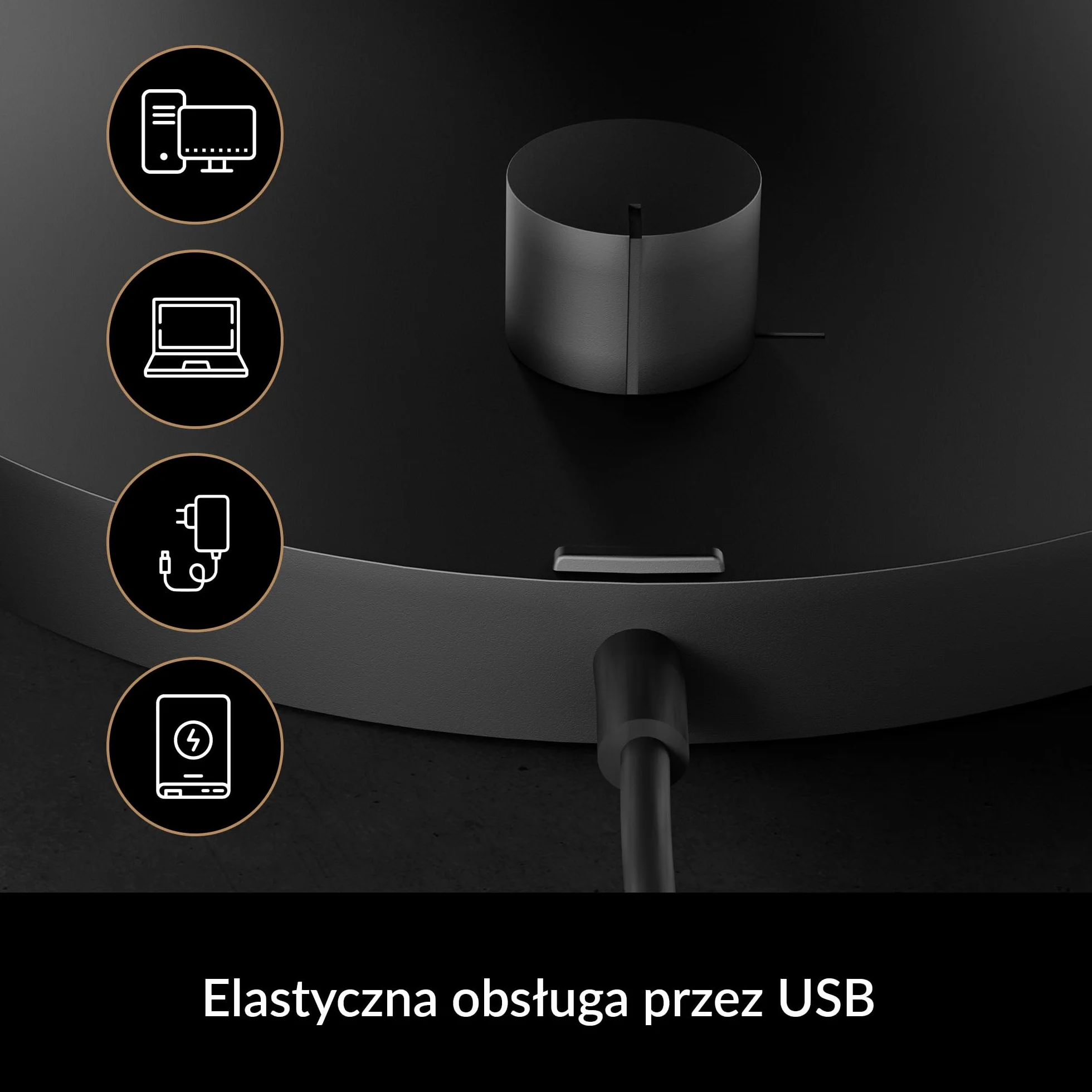 ARCTIC Summair - Składany wentylator biurkowy USB, złącze USB-A, kabel połączeniowy 120 mm, płynna regulacja 600-2800 RPM - Czarny