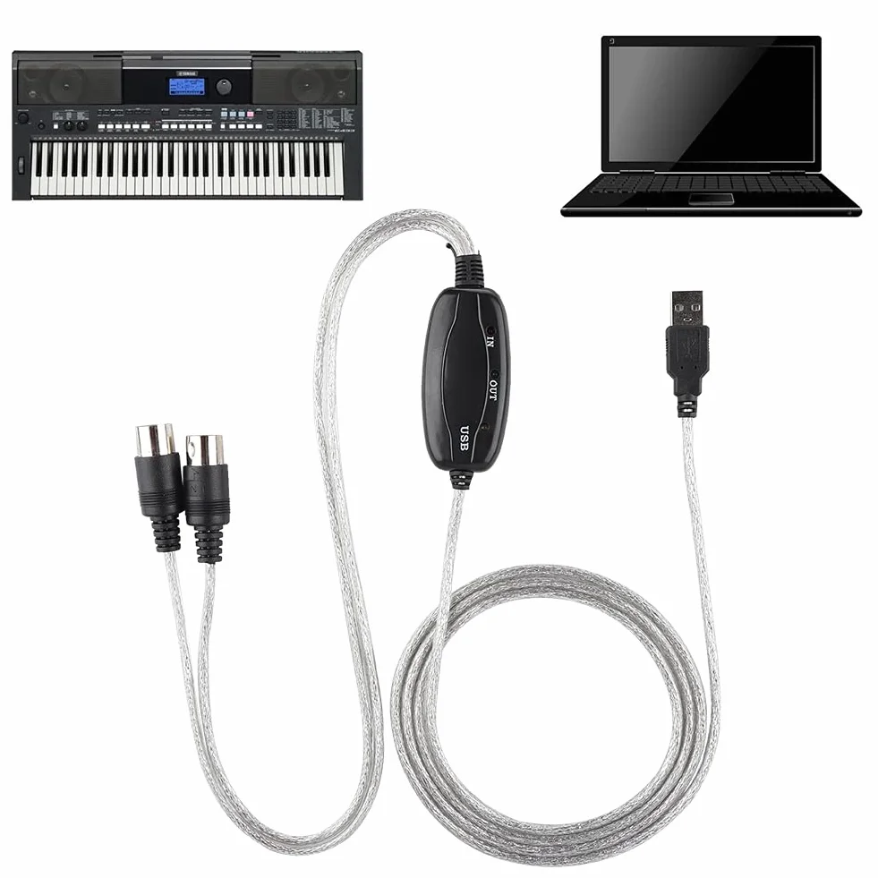 Kabel MIDI, adapter interfejsu Linia do edycji muzyki Kabel MIDI na USB, kabel USB MIDI do True Plug & Play