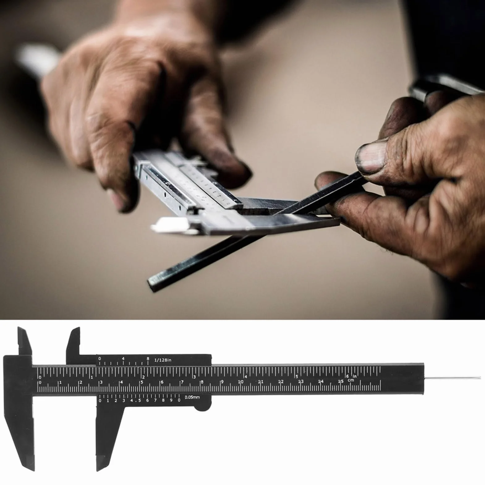 Suwmiarka z Noniuszem 150 Mm Mini Narzędzie Pomiarowe z podwójną skalą Suwmiarka Plastikowa 0,05 Mm Linijka Przesuwna (-GS17565-01)