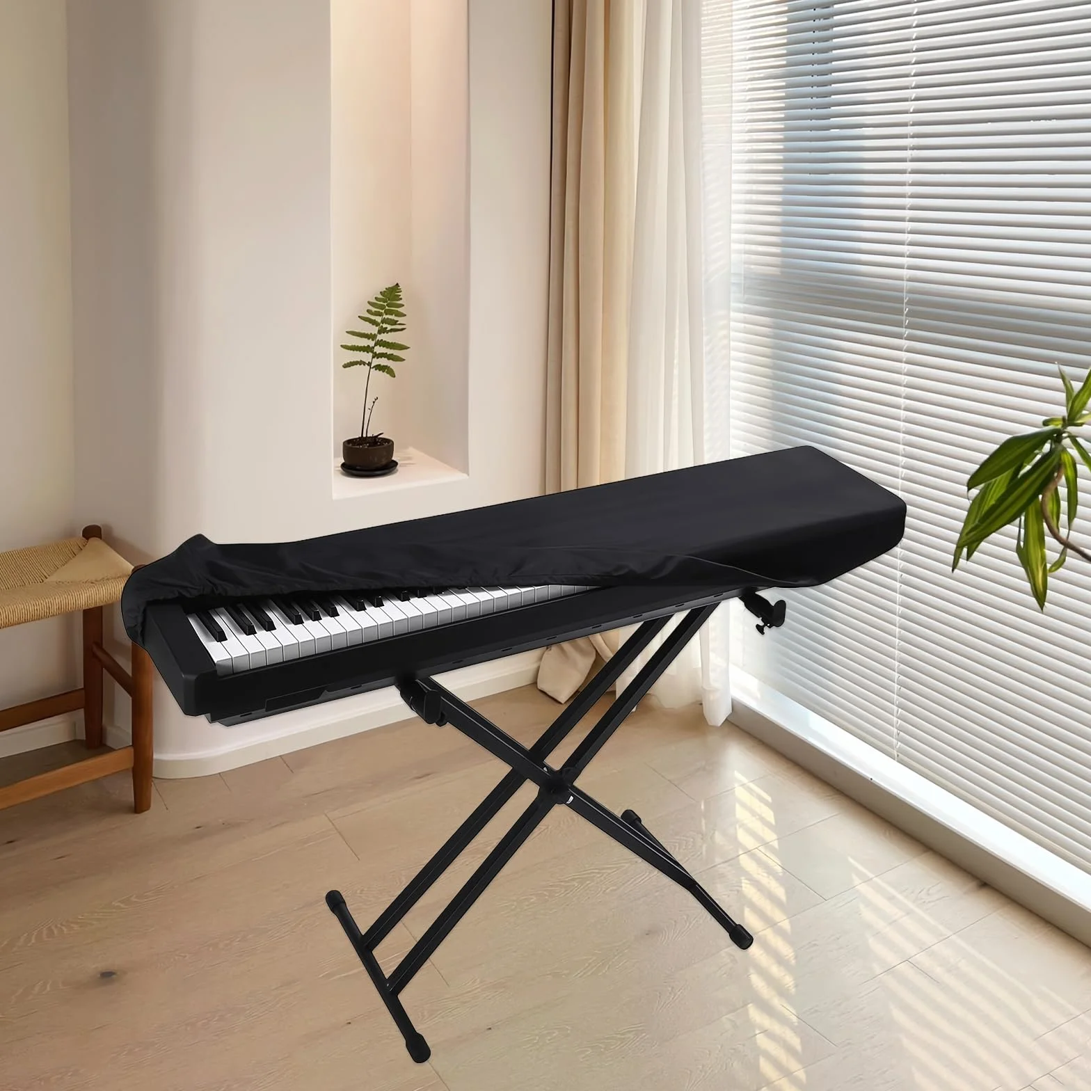 Pokrowiec na fortepian z 88 klawiszami, osłona przeciwpyłowa do klawiatury fortepianowej ze sznurkiem do Yamaha, Kawai, Rolanda