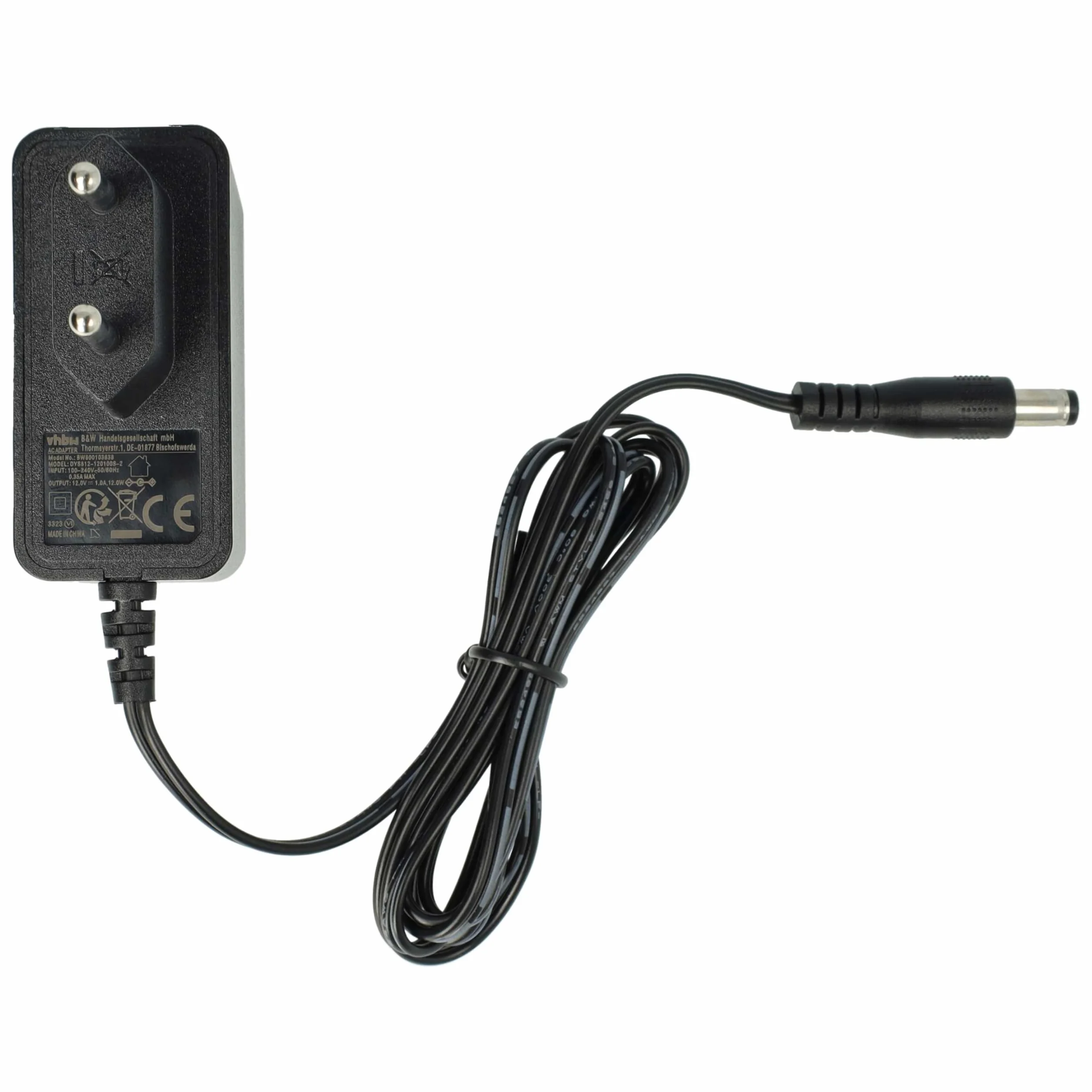 vhbw Wymienny zasilacz sieciowy do Yamaha PA-130, PA-130A, PA-3, PA-3B, PA-3C, PA-5B do przenośnego pianina cyfrowego - kabel 120 cm