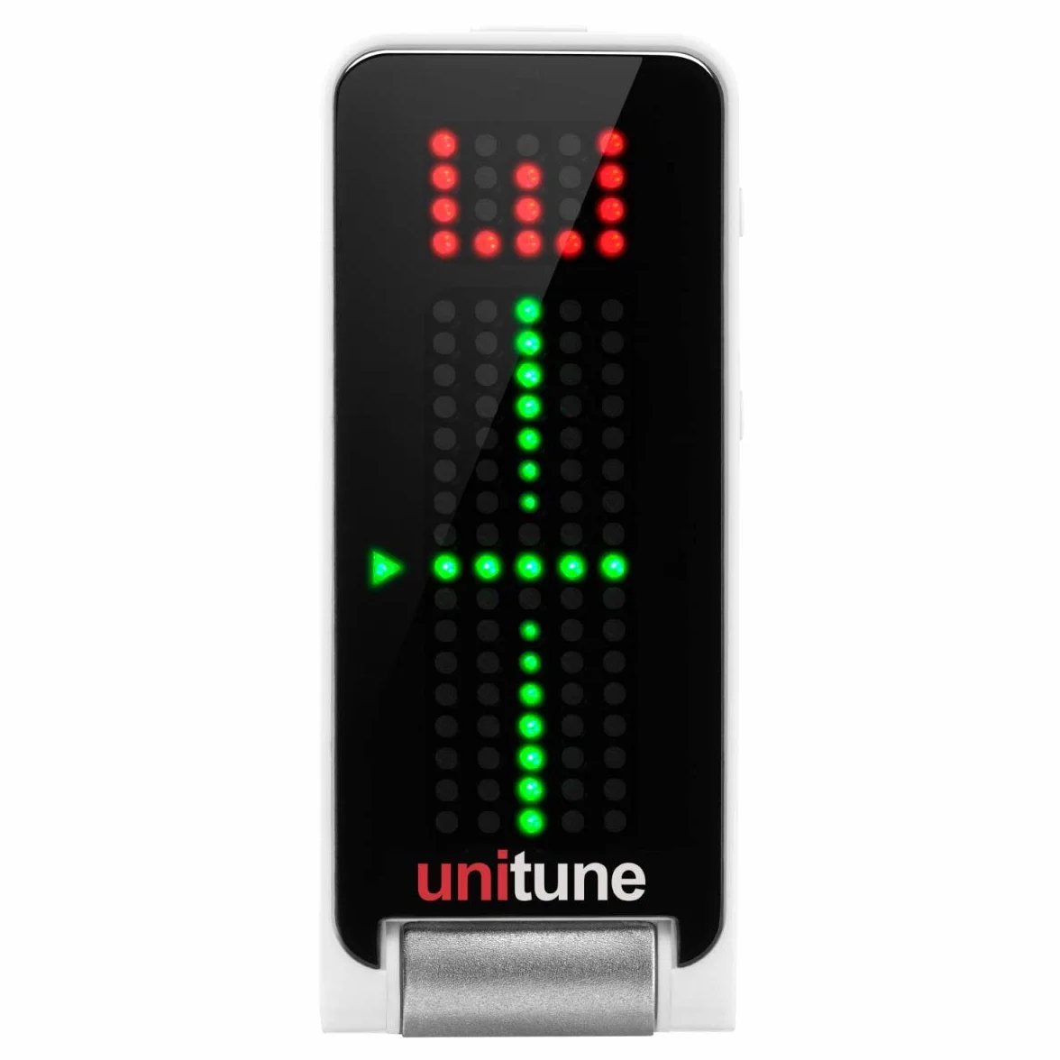 TC Electronic UNITUNE CLIP Clip-On Tuner z trybami stroboskopowymi i chromatycznymi oraz wyświetlaczem matrycowym 108 LED dla bezkompromisowej jakości strojenia