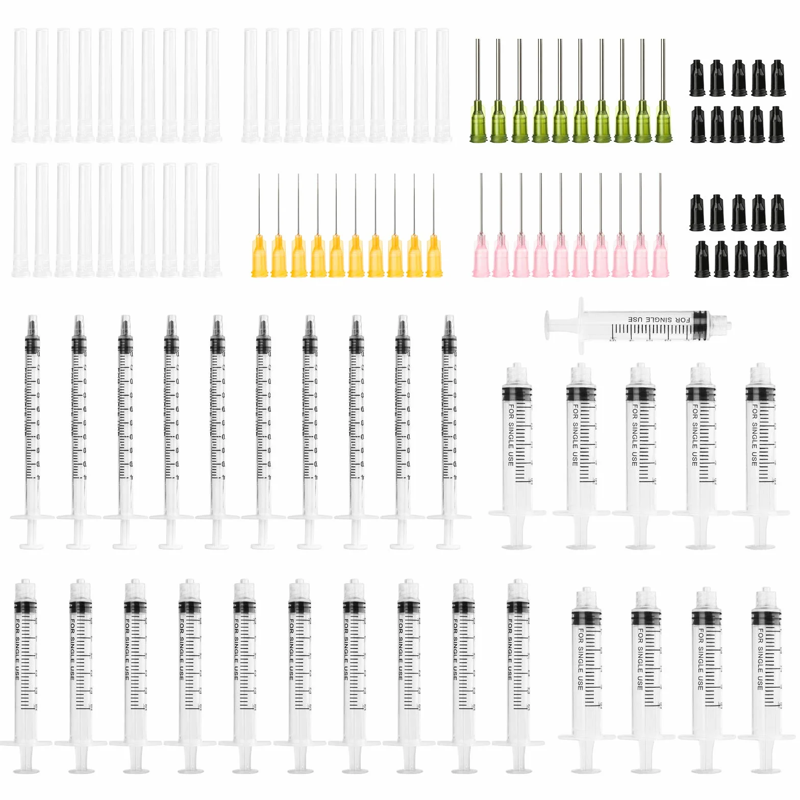 30 małych strzykawek 1 ml, 3 ml, 5 ml, plastikowe strzykawki z nasadką i igłą, strzykawka z tworzywa sztucznego, wielokrotnego użytku, strzykawka dozująca do przemysłu lub karmy dla zwierząt