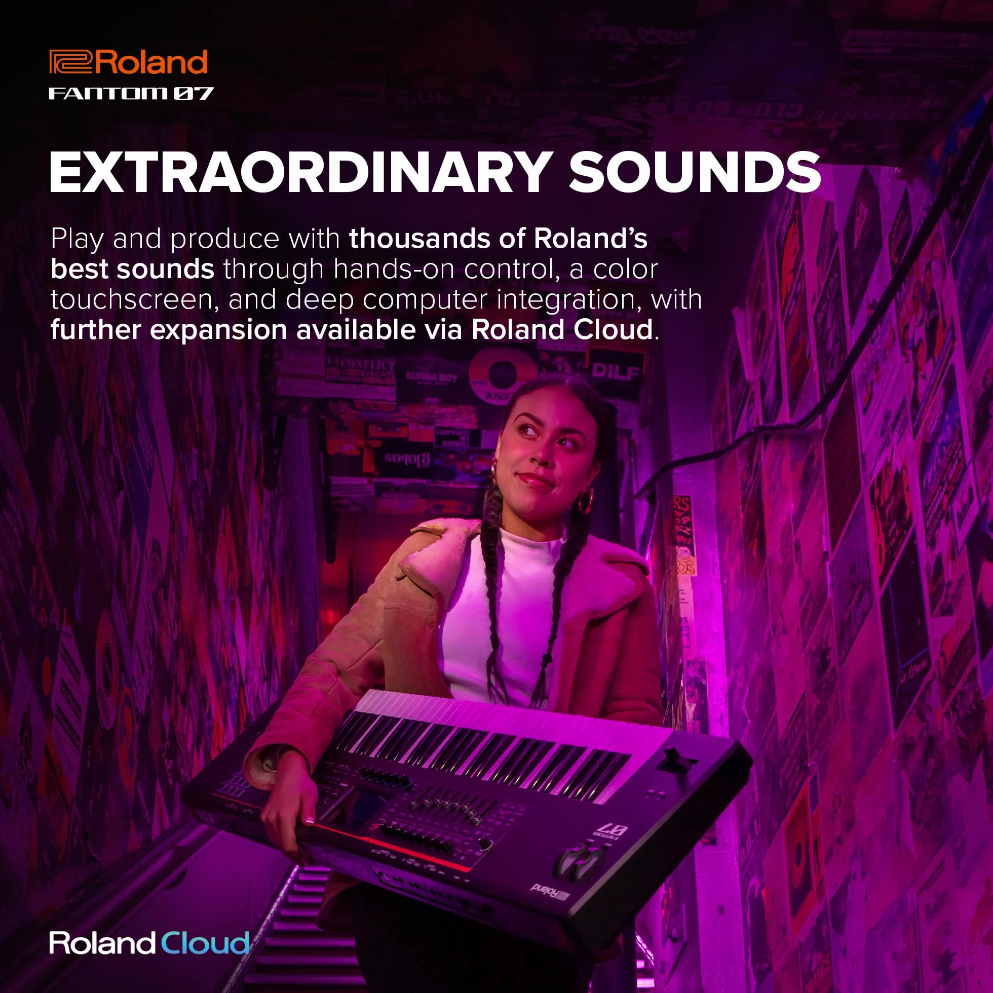 Roland FANTOM-07 KLAWIATURA SYNTEZATOROWA – 76-Klawiszowa Dynamiczna Klawiatura | Tysiące Brzmień Elektronicznych i Akustycznych Roland | Technologie ZEN-Core i SuperNATURAL | Sekwencer TR-REC
