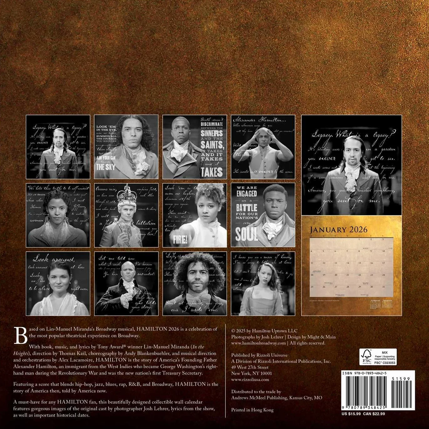 Hamilton 2026 Wall Calendar: An American Musical
