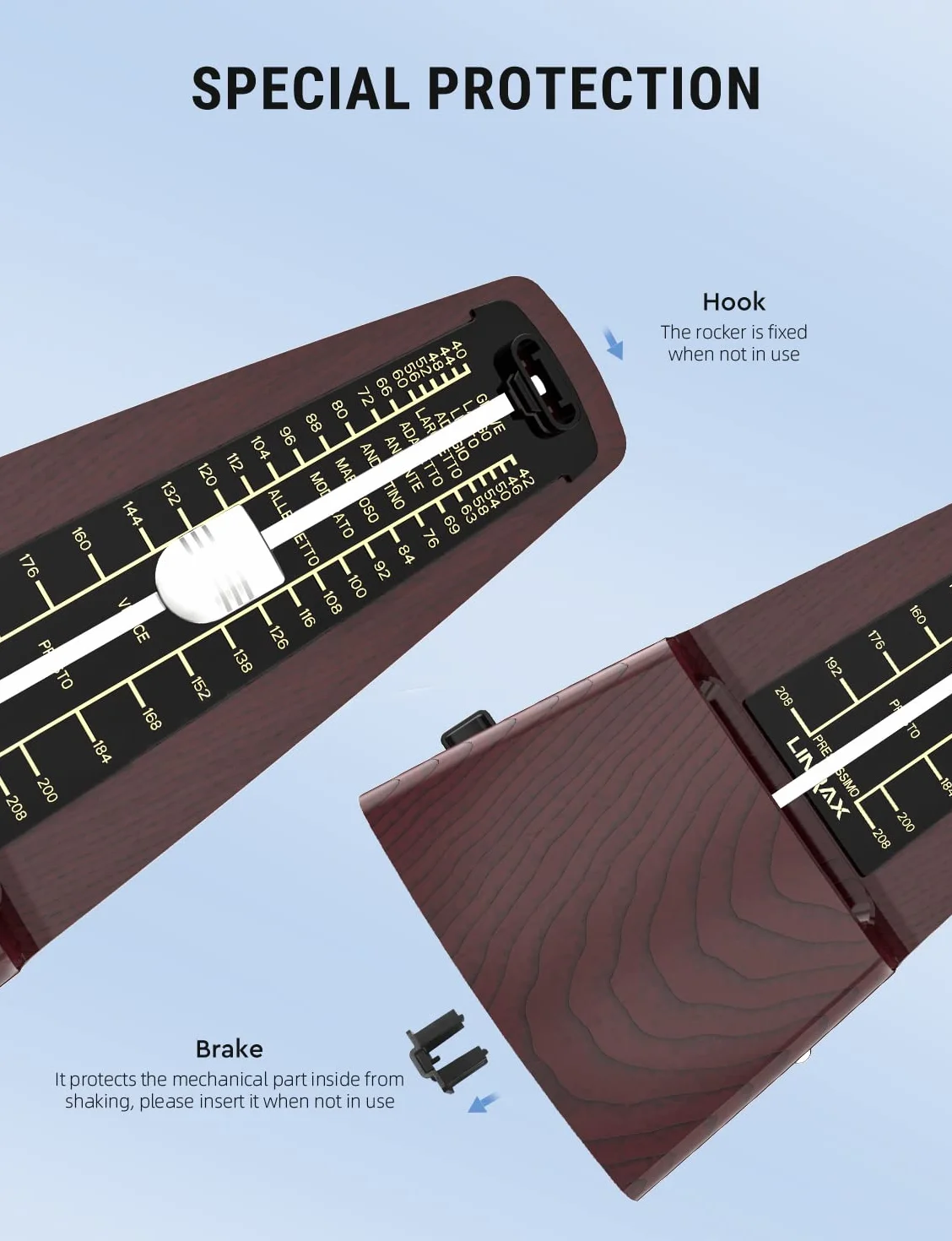 Mechaniczny Metronom M2 do Fortepianu, Gitary, Basu, Ukulele, Skrzypiec, Wiolonczeli, Bębna, Saksofonu, Trąbki i Innych Instrumentów Muzycznych