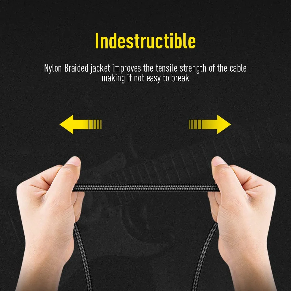 SONICAKE 3 m kabel do instrumentów gitarowych, 6,3 mm, ochrona przed hałasem, z wtyczką kątową i standardowym jack, czarny