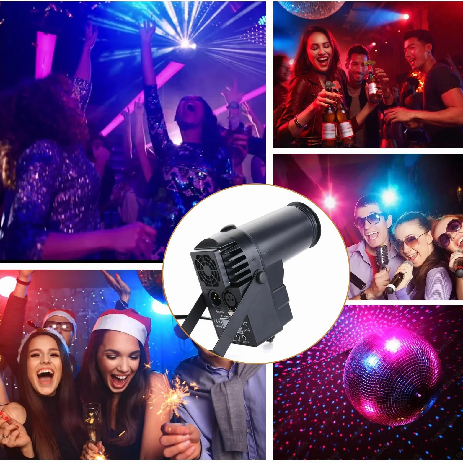 Reflektor punktowy LED, 15 W, reflektor punktowy 3 w 1, do kuli lustrzanej, stopień ochrony IP25, oświetlenie sceniczne, kula dyskotekowa, reflektor dyskotekowy, do baru, klubu, na imprezę, pilot