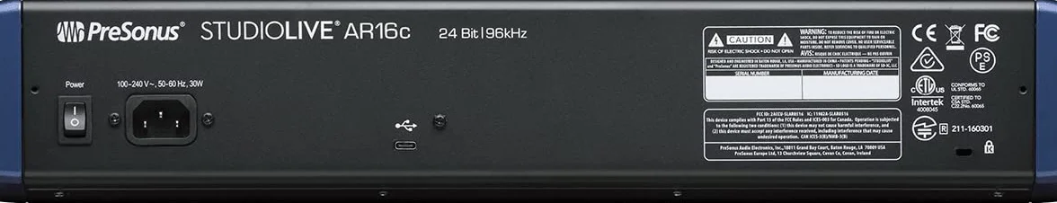 PreSonus StudioLive AR16c, 18-kanałowy, Hybrid Digital/Analog Performance mikser/USB-C-kompatybilny interfejs audio/stereo-SD-Recorder z oprogramowaniem do nagrywania