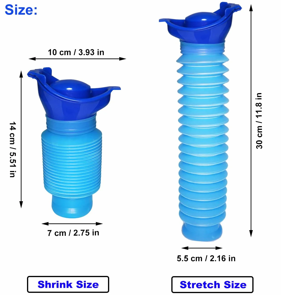 Termokurczliwy pisuar, 2 sztuki, 750 ml, dla mężczyzn i kobiet, przenośny, przenośny nocnik, butelka na mocz, wielokrotnego użytku, awaryjny pisuar do korków i kolejek, do samochodów kempingowych