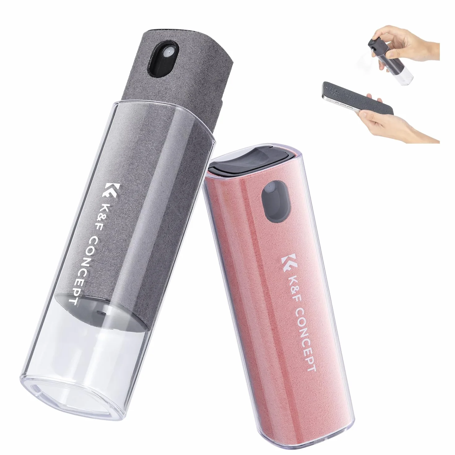 K&F Concept 2-częściowy zestaw do czyszczenia ekranu, do telewizora, laptopa, komputera, telefonu komórkowego, tabletu i czyszczenia wyświetlacza samochodowego, spray dwa w jednym i ściereczka z
